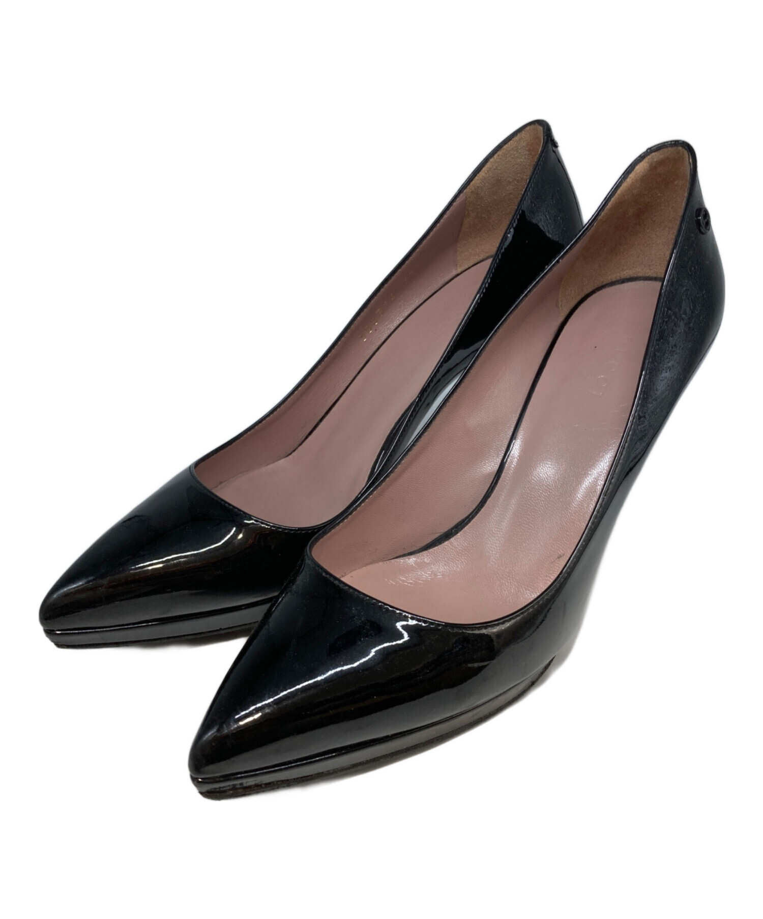 中古・古着通販】GUCCI (グッチ) エナメルパンプス ブラック サイズ:37 