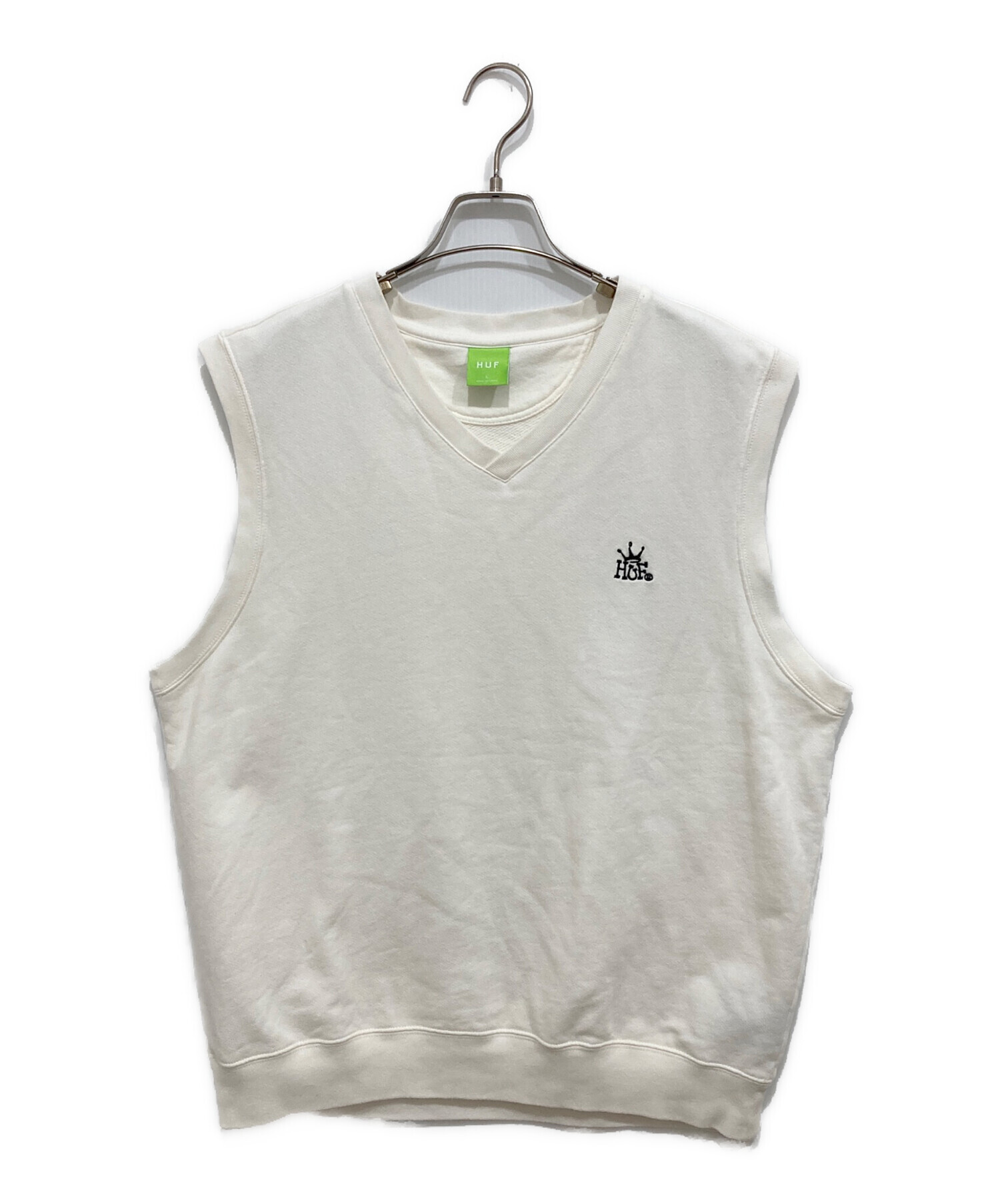 中古・古着通販】HUF (ハフ) OG LOGO FLEECE VEST ホワイト サイズ:L 