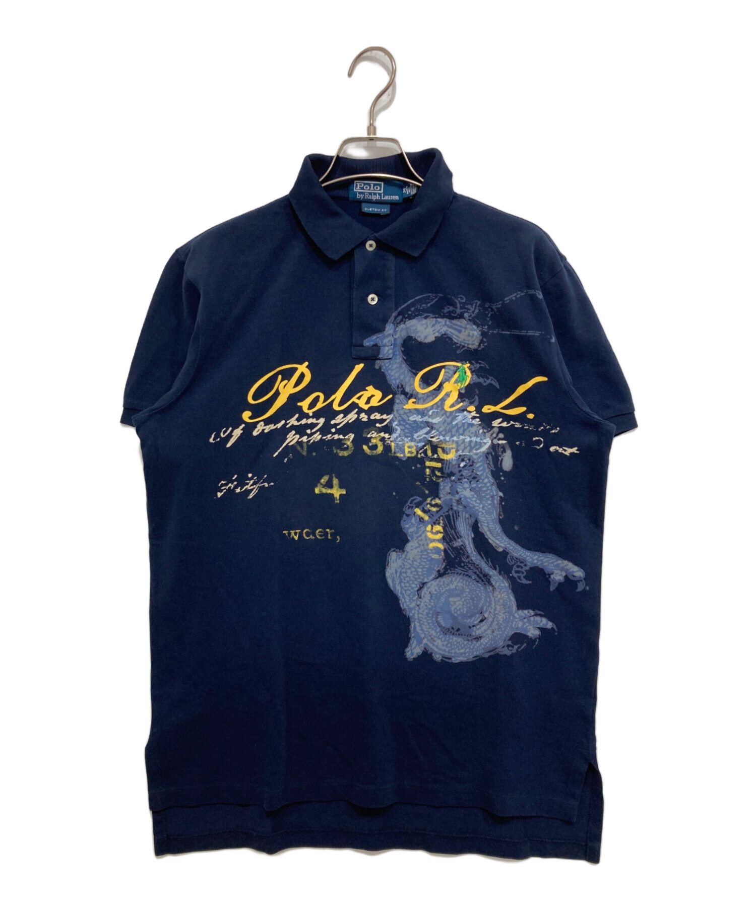ラルフローレン RalphLauren サイズ2 S ベージュ×ダークブラウン×マルチ レディース シルク/斜めストライプ/ワンショルダー 美品 ポロラルフローレン POLObyRalphLauren サイズ2 S - ダークネイビー×白