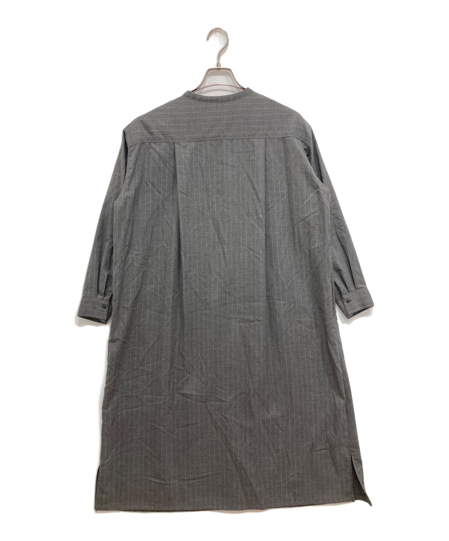 中古・古着通販】Harriss (ハリス) バンドカラーワンピース グレー 