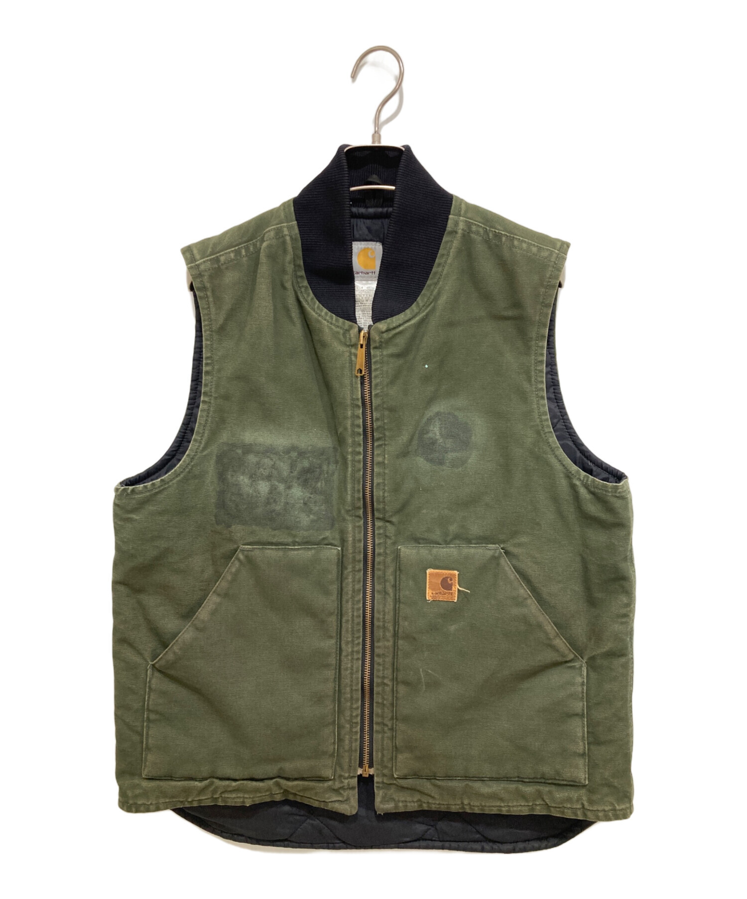 Carhartt ダックベスト カーキ ワークベスト 中綿 USA 古着 中古・古着通販】CarHartt (カーハート) ダック地中綿ベスト モス