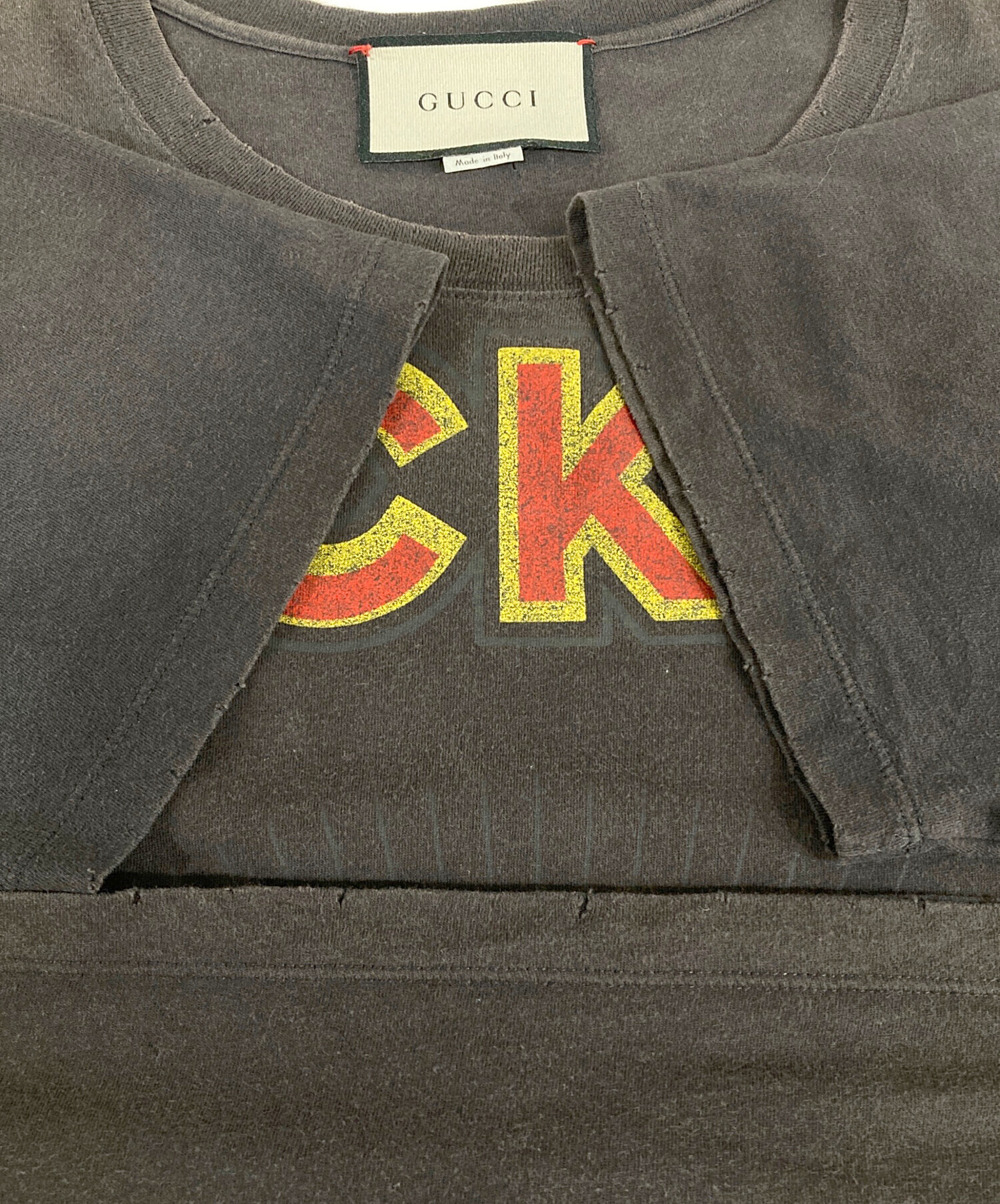 中古・古着通販】GUCCI (グッチ) BLACK CAT PRINT TEE ブラック サイズ 
