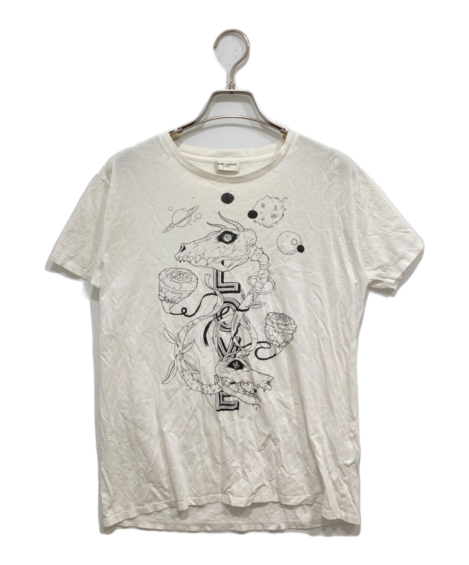 SAINT LAURENT PARIS グレー Tシャツ SAINT LAURENT T-SHIRT in Grey & Silver | Saint Laurent | YSL EN-EN