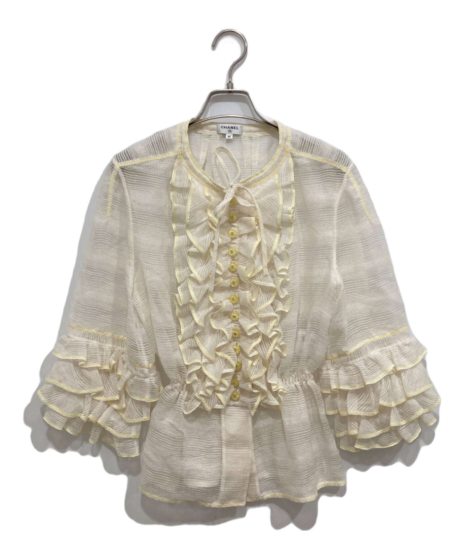 中古・古着通販】CHANEL (シャネル) フロントボタンフリルブラウス 