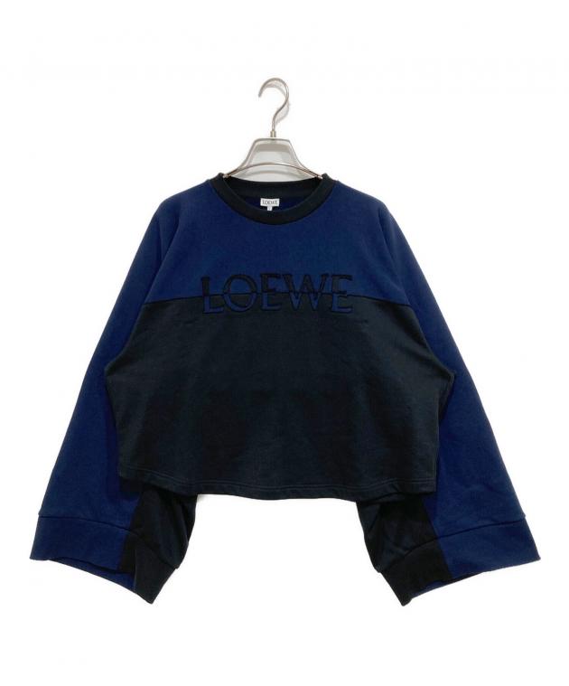 LOEWE トレーナー M 青 中古・古着通販】LOEWE (ロエベ) 袖ボリュームロゴスウェット ネイビー