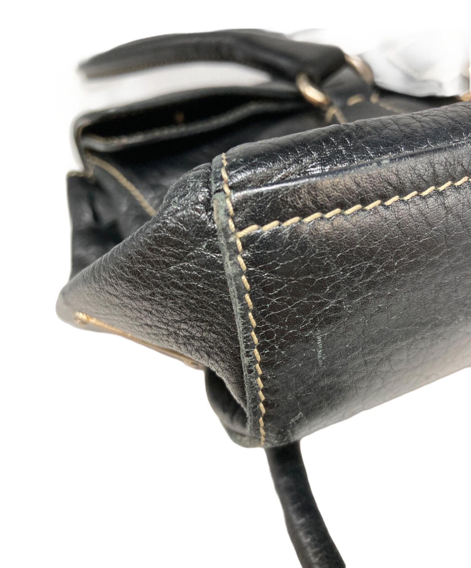 中古・古着通販】PRADA (プラダ) レザーハンドバッグ ブラック