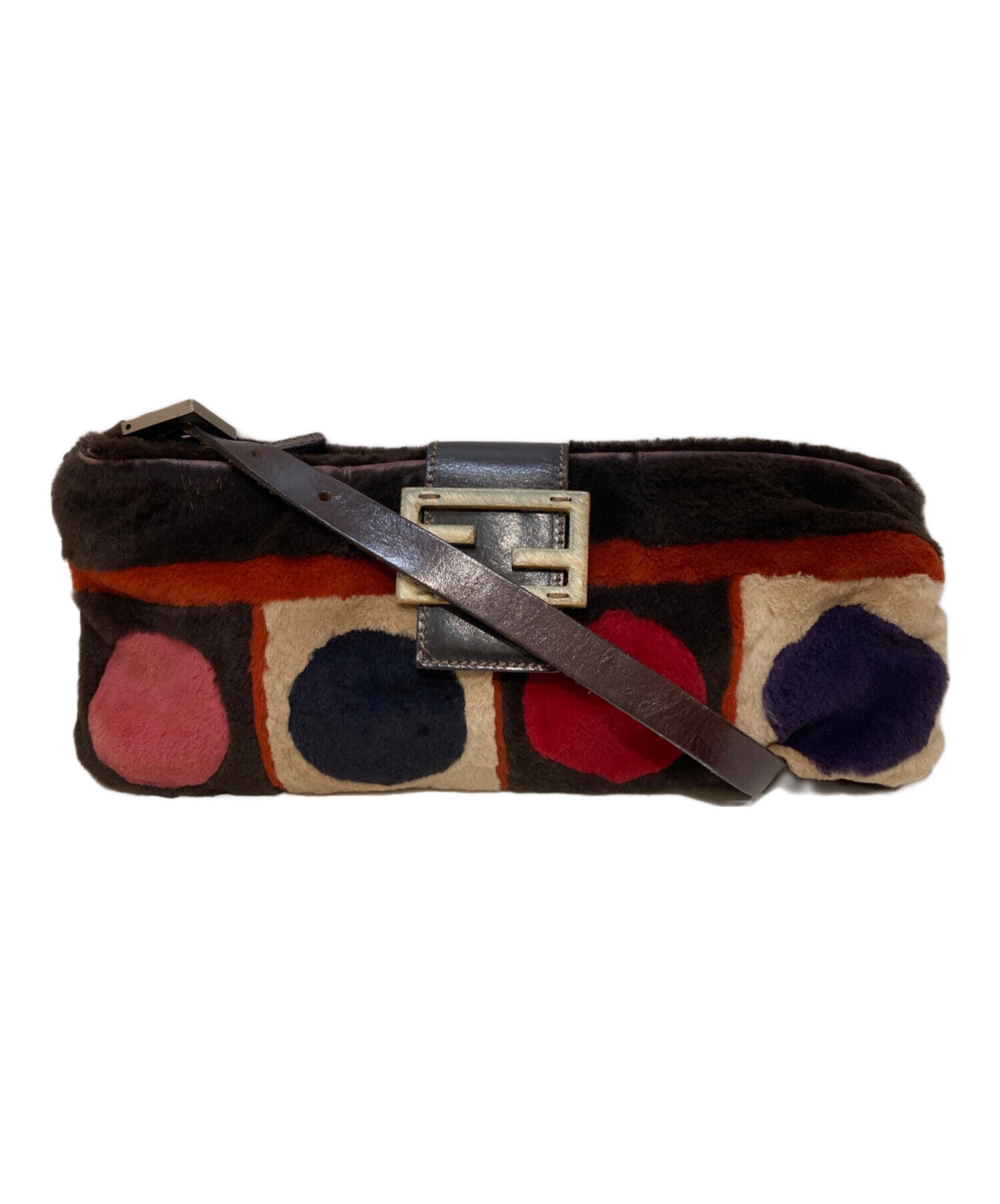 中古・古着通販】FENDI (フェンディ) ファーショルダーバッグ ブラウン 
