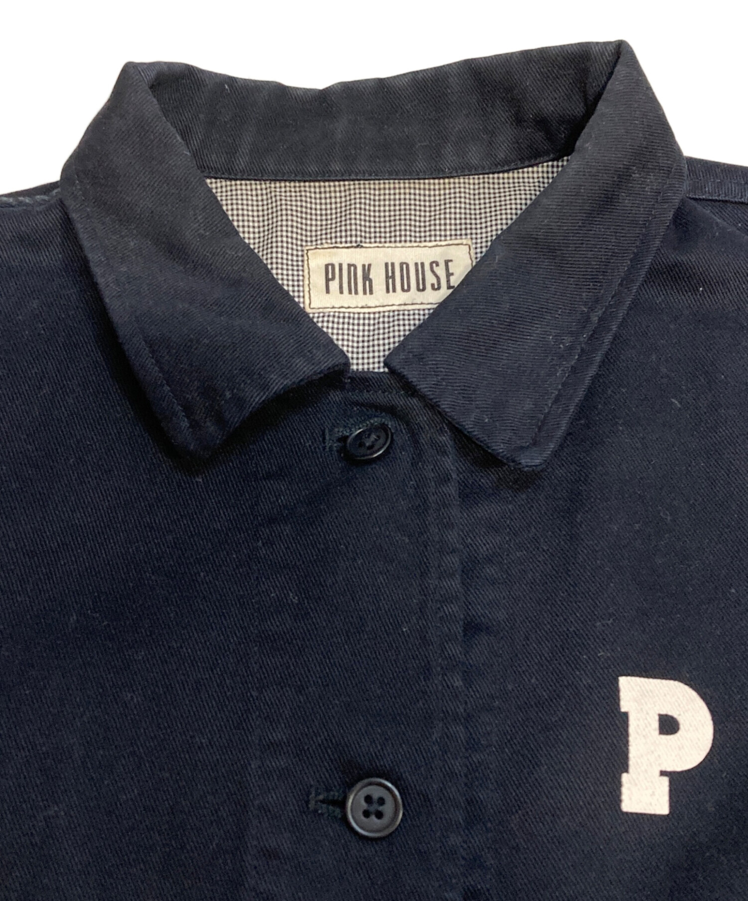 PINK HOUSE カバーオール ワッペン ネイビー ジャケット アウター 中古・古着通販】PINK HOUSE (ピンクハウス) カバーオール ネイビー