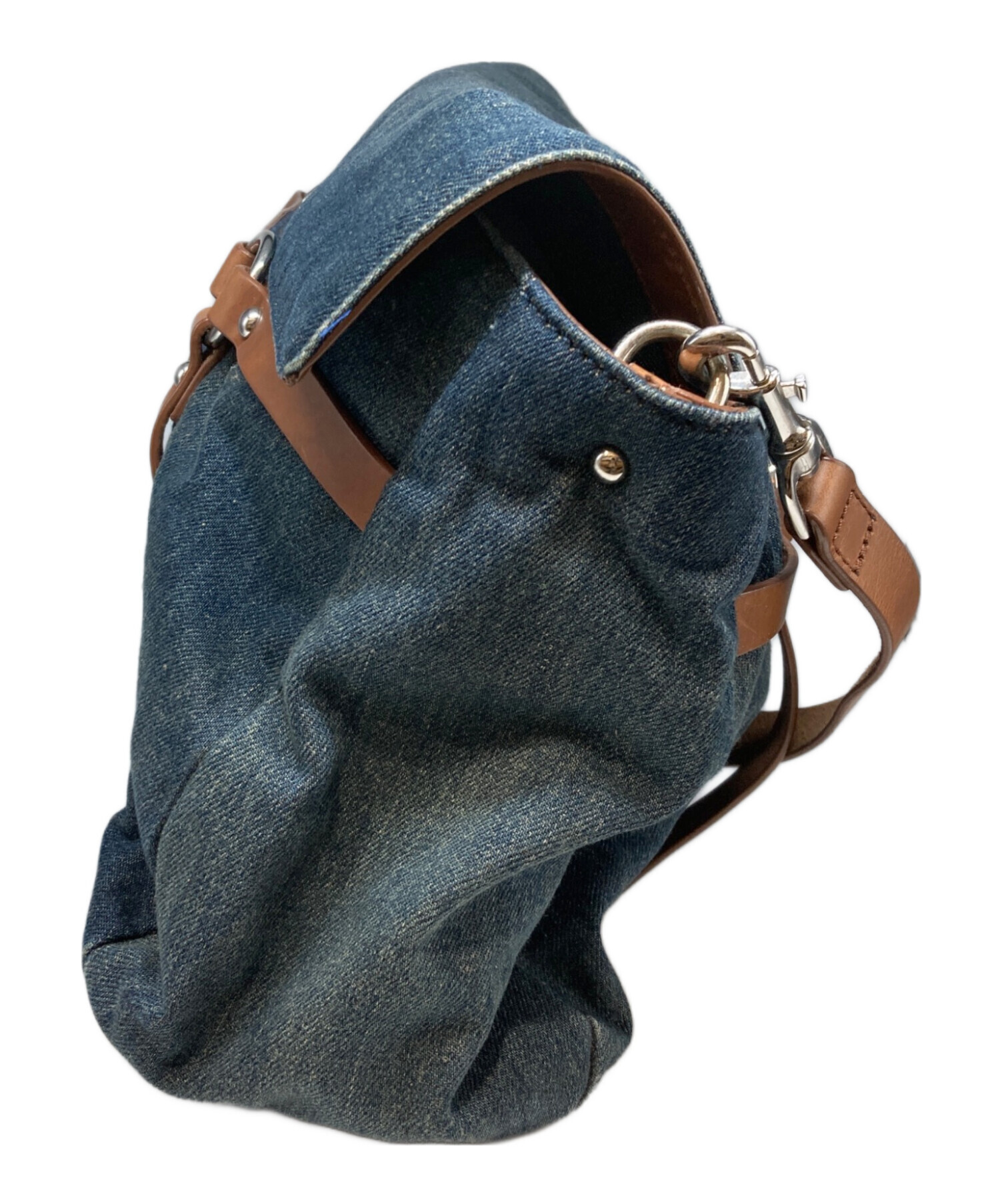 中古・古着通販】DIESEL (ディーゼル) デニム×レザーショルダーバッグ 