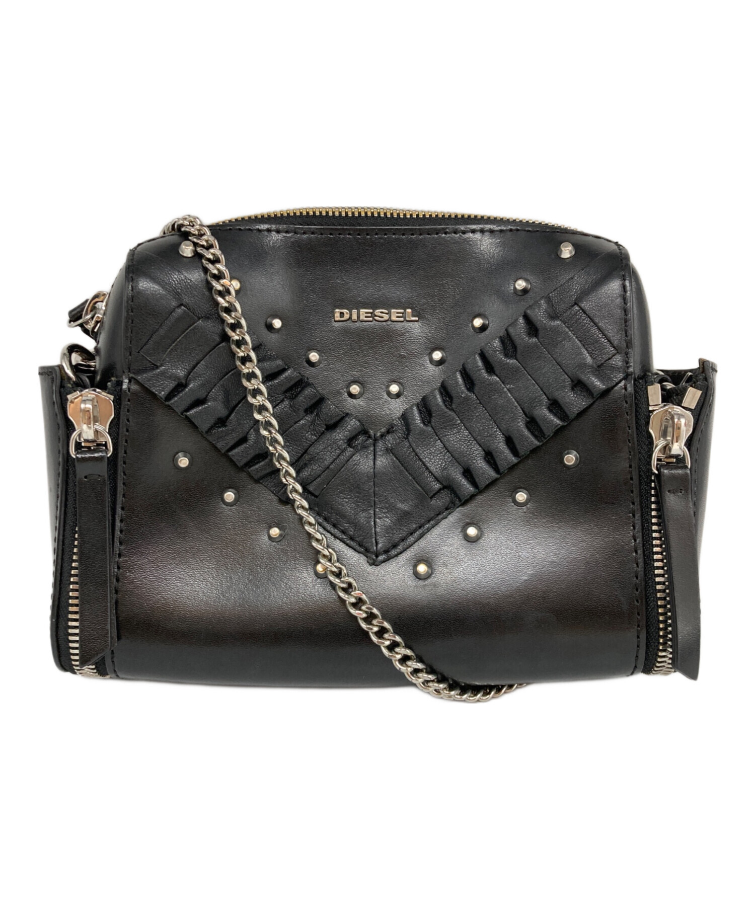 【希少廃盤品】DIESEL ディーゼル ショルダーバッグ レザー スタッズ 中古・古着通販】DIESEL (ディーゼル) スタッズ×レザーチェーン
