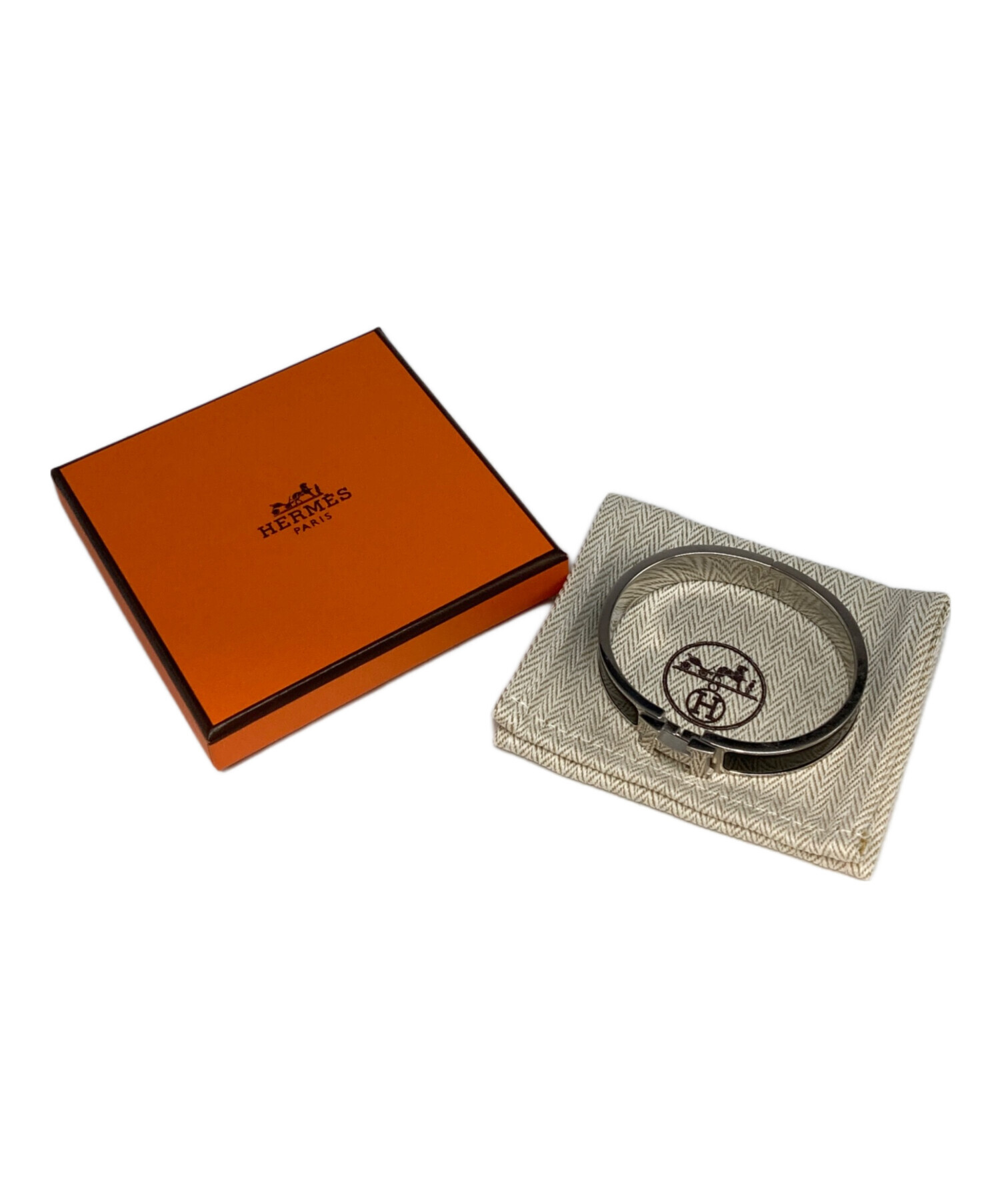 中古】エルメス HERMES リストウォーマー ファーブレスレット ブラック  