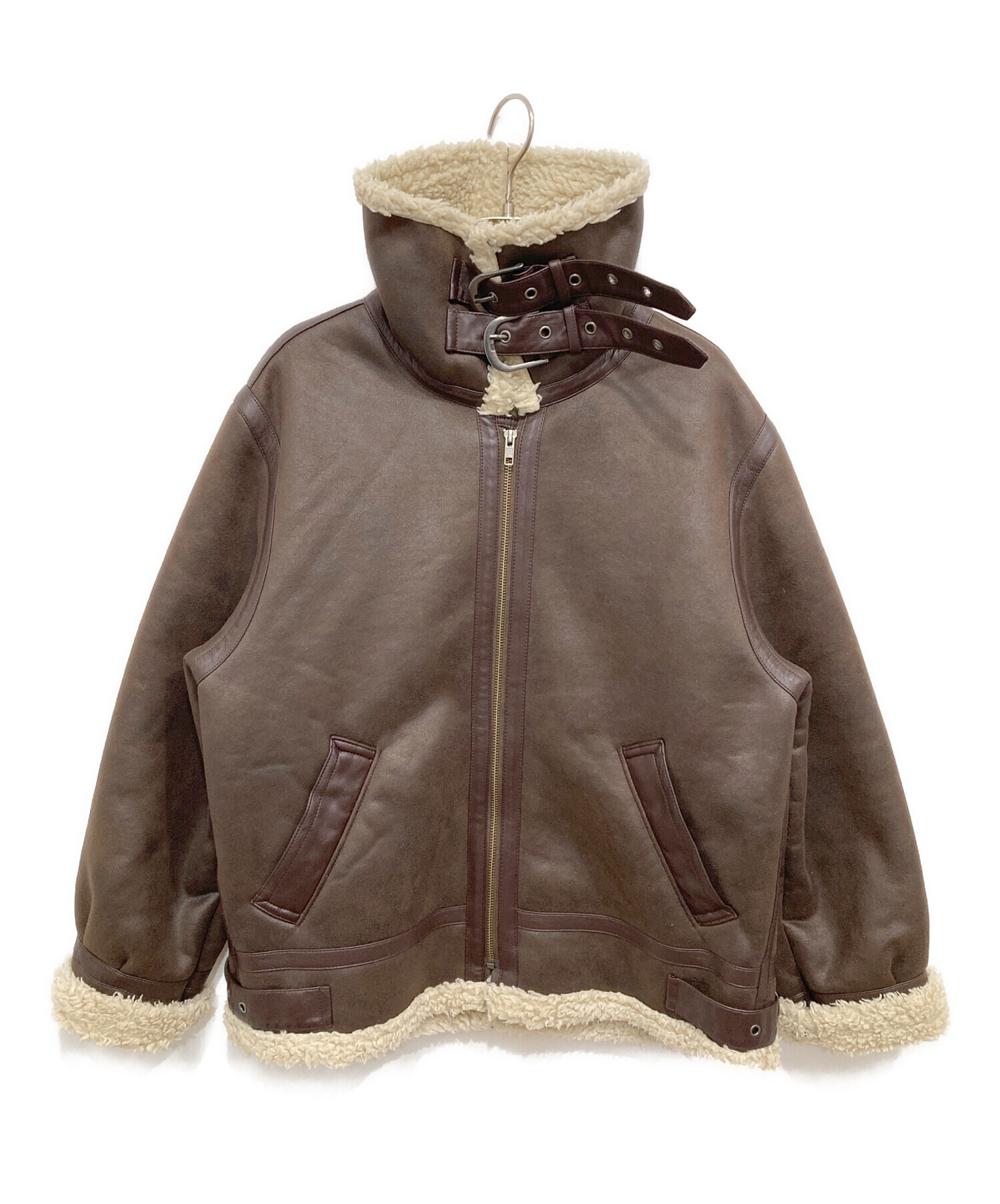 アングリッド UNGRID ジャケット ブルゾン サイズM 黒×白×グレー レディース Champion/裏ボア/冬物 美品 Ungrid - (アングリッド) Ungrid（アングリッド） ポケットデザインフェイクレザーブルゾン ブルゾン&frasl;M&frasl;ポリエステル&frasl;BEG