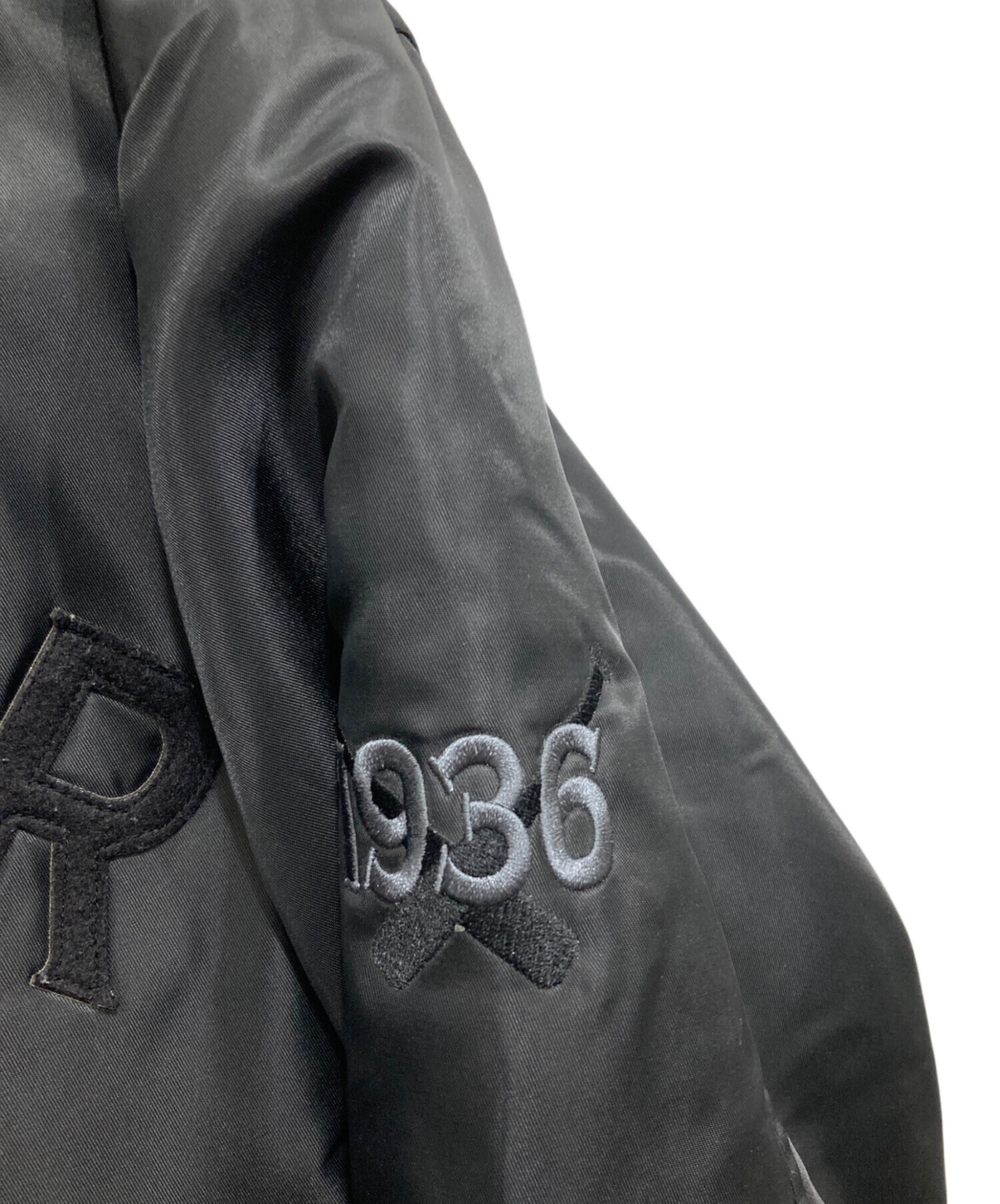 スタジャン ブラック Lサイズ BREATH - 【× MITCHELL & NESS】 サテン ジャケット スタジャン