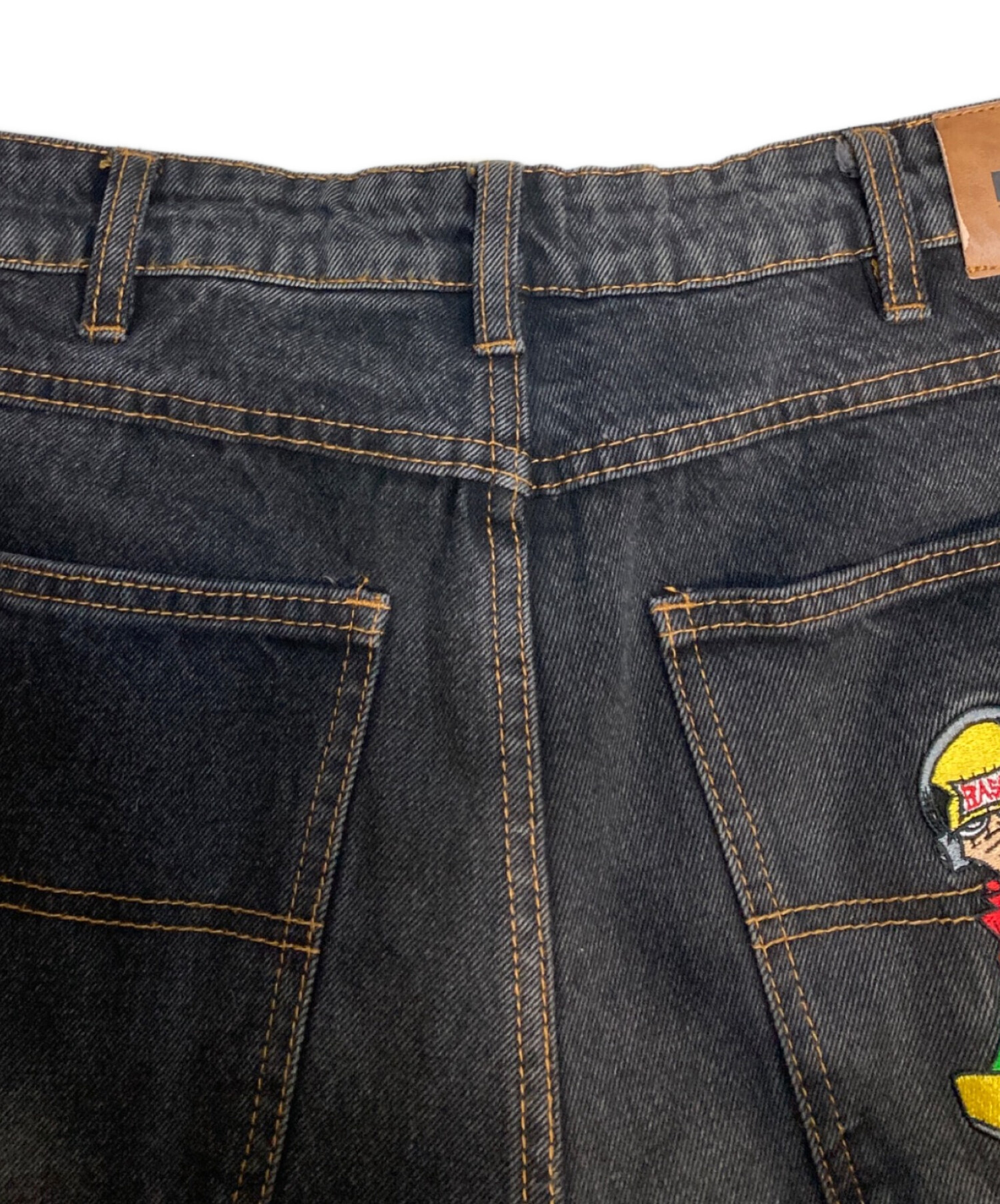 buttergoods デニム　ブラック　w34 BAGGIEST 緑ステッチ 中古・古着通販】Butter Goods (バターグッズ) デニムパンツ