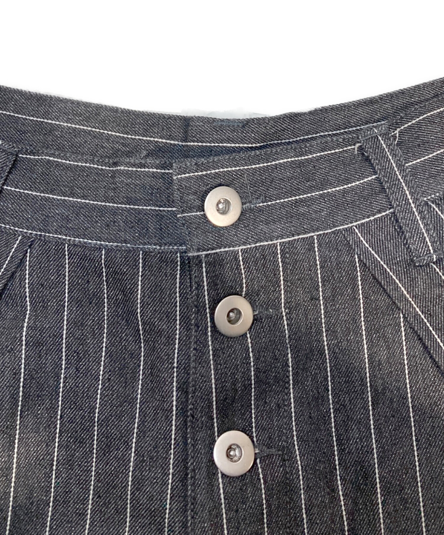 ウィッシュフォーエバー アソートクロスタックバギーパンツ ネイビーホワイト WISH FOR EVER ジーンズ ASSORT 2TUCK BAGGY SHORTS / アソート2タック