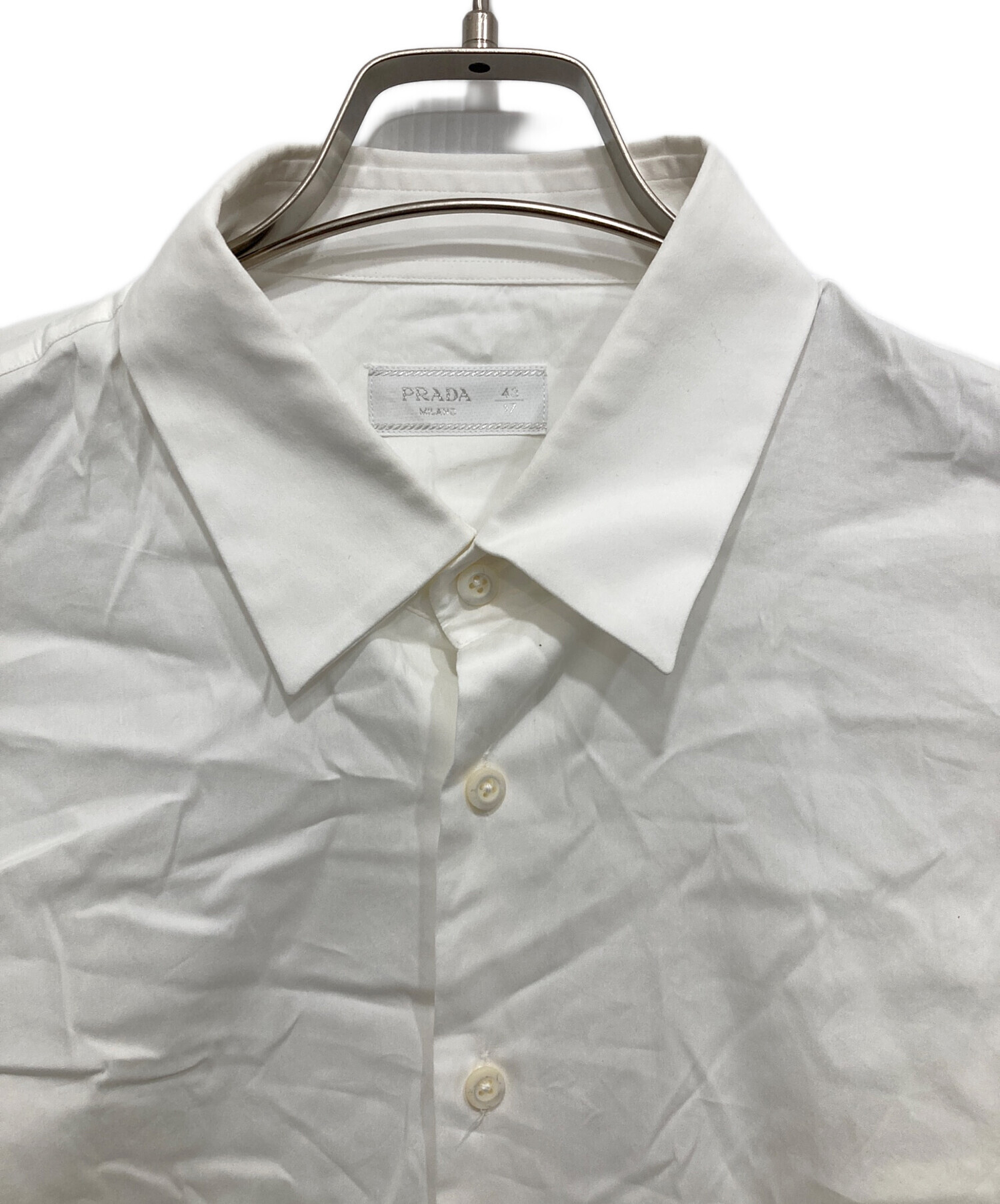 中古・古着通販】PRADA (プラダ) ドレスシャツ ホワイト サイズ:43/17