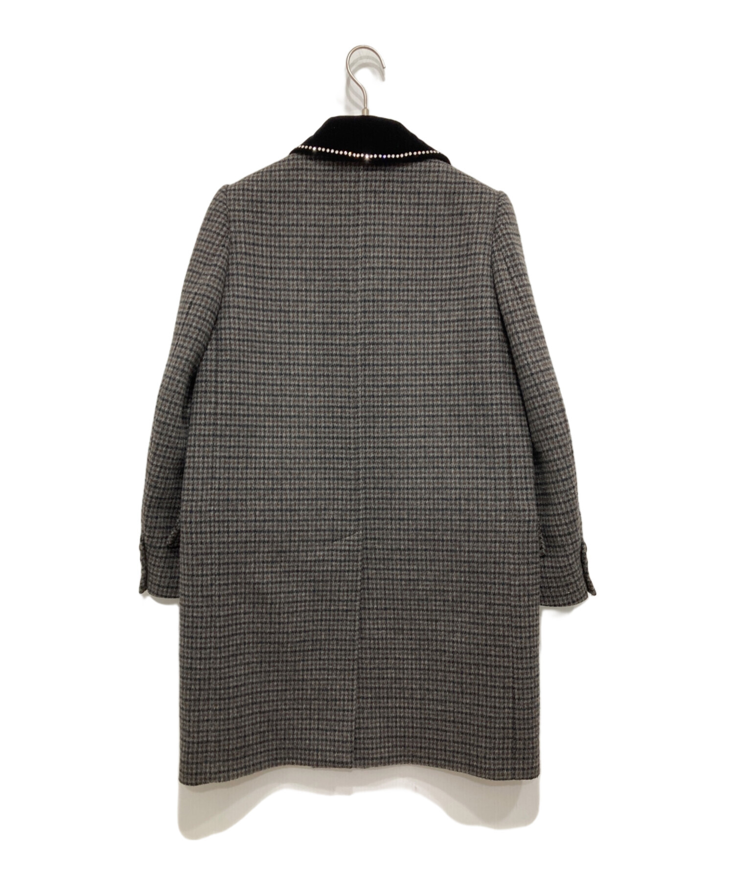 紗栄子着用 miumiu 千鳥コート 中古・古着通販】MIU MIU (ミュウミュウ) 千鳥格子柄コート グレー