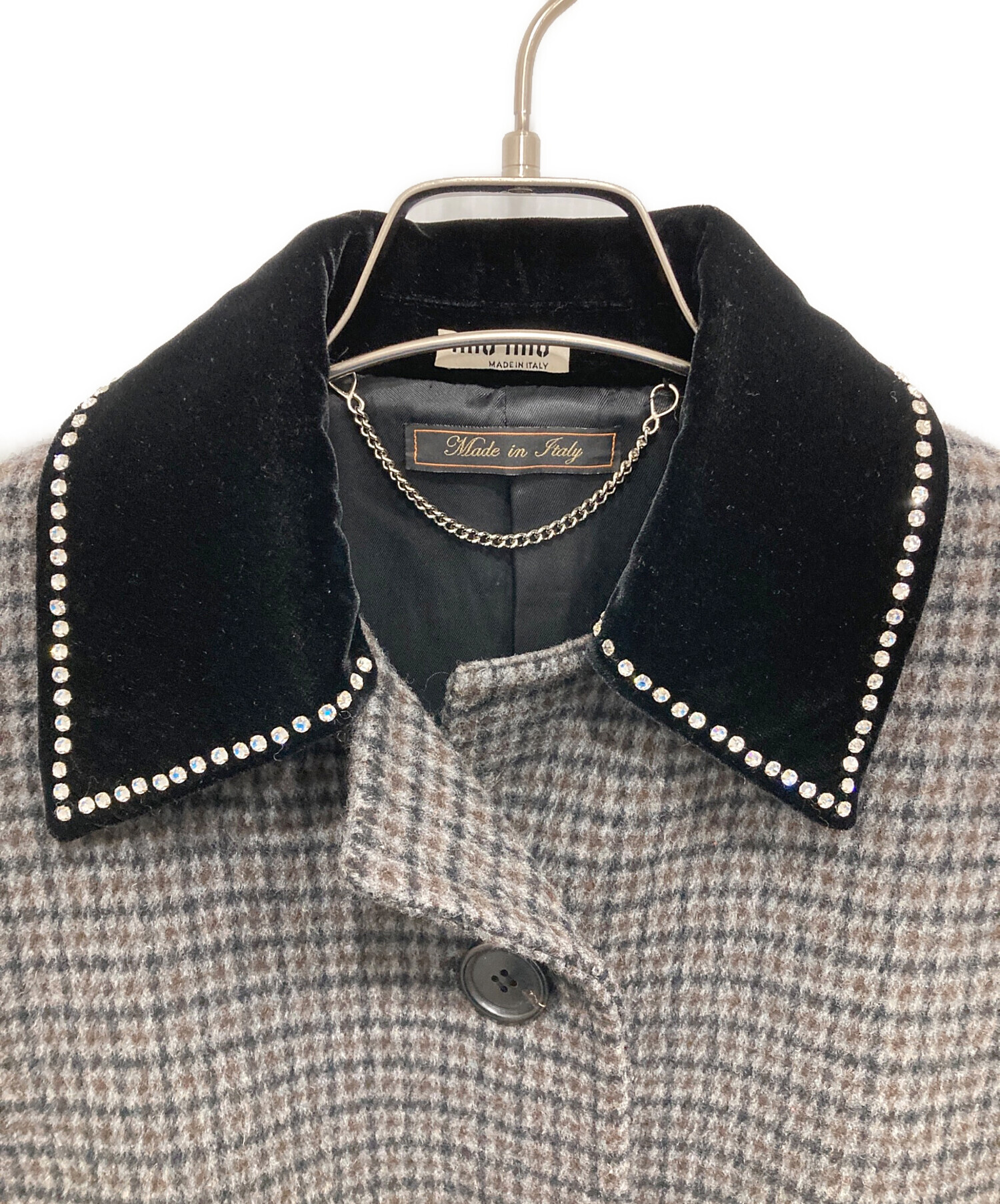 紗栄子着用 miumiu 千鳥コート 中古・古着通販】MIU MIU (ミュウミュウ) 千鳥格子柄コート グレー