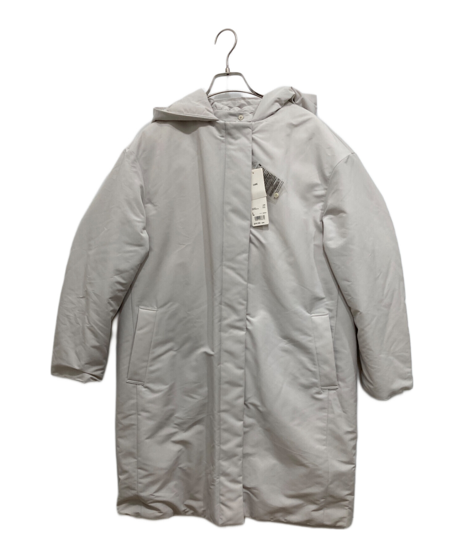 タグ付き ユニクロ ハイブリッドダウンコクーンコート グレーS 極美品】UNIQLO レディースハイブリッドダウンコクーンコート グレー