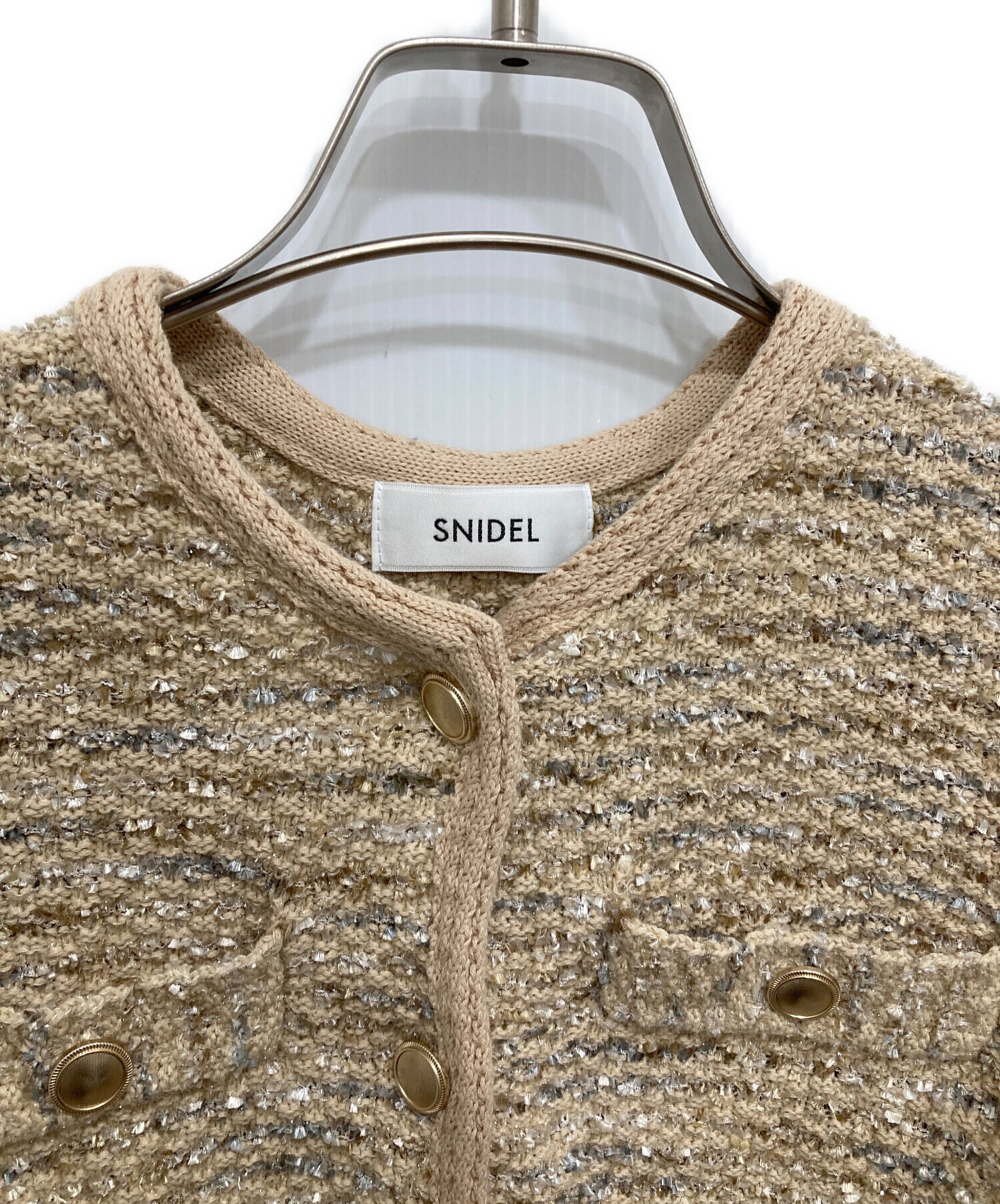 中古・古着通販】Snidel (スナイデル) ツイードカーディガン ベージュ