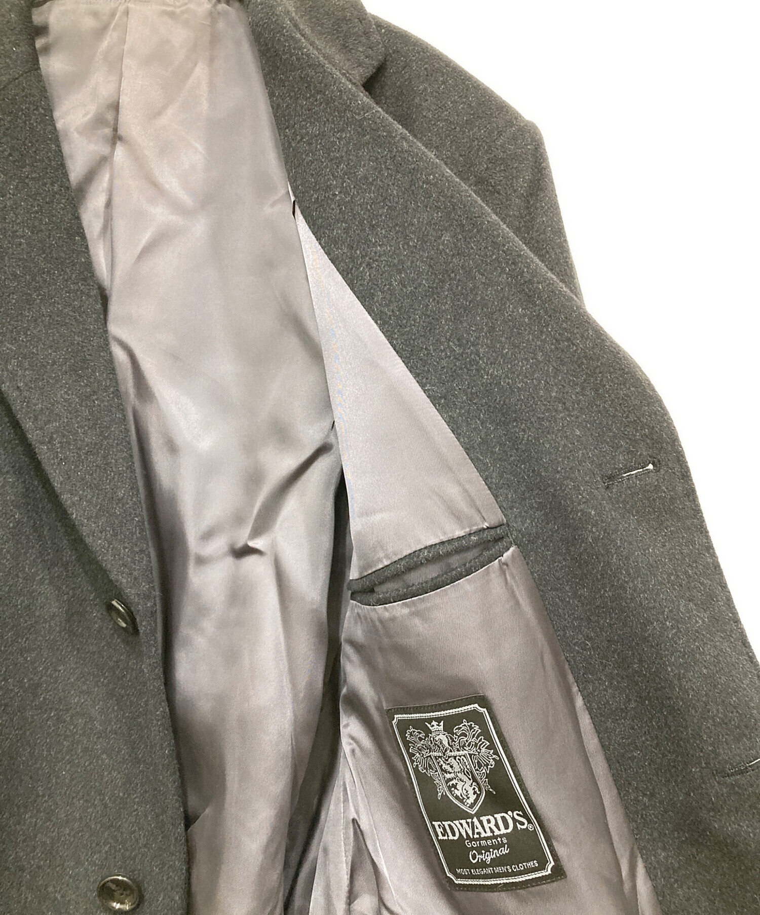 美品 高級 EDWARDS エドワーズ チェスターコート カシミヤ100% EDWARDS
