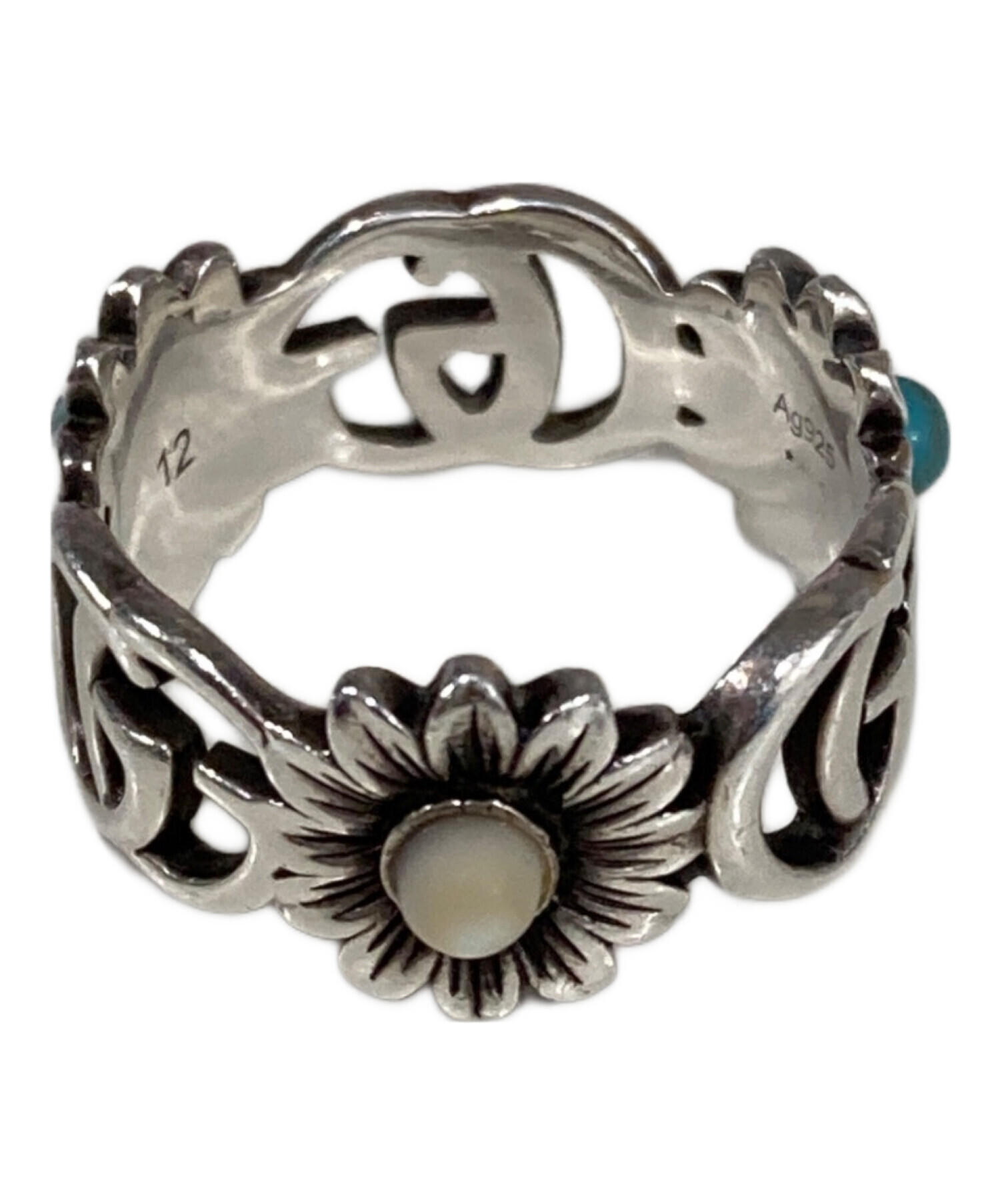 【美品】GUCCI(グッチ)ダブルG マザー・オブ・パール リング 中古・古着通販】GUCCI (グッチ) ダブルGマザー・オブ・パールリング