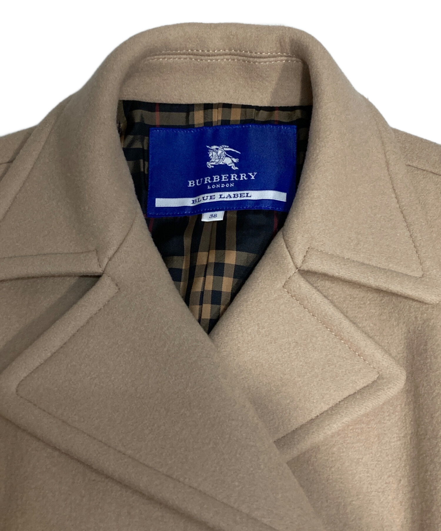 BURBERRY BLUE LABEL ベージュ ウールコート M Burberry Blue Label ベージュロングコート 38 コート バーバリー