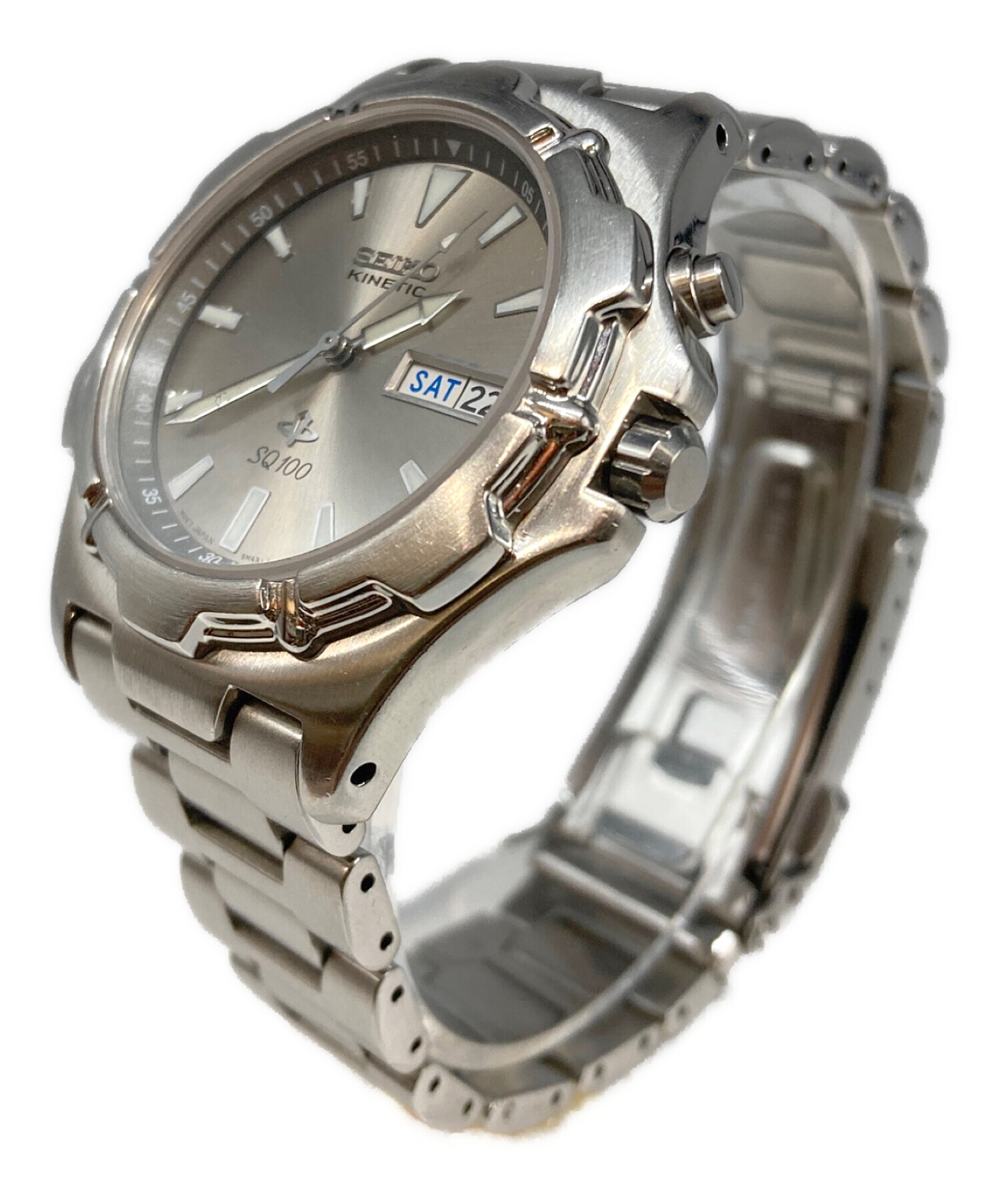 【稼働】SEIKO KINETIC腕時計 メンズ y2k デイト シルバー 中古・古着通販】SEIKO (セイコー) 腕時計 シルバー｜ブランド・古着