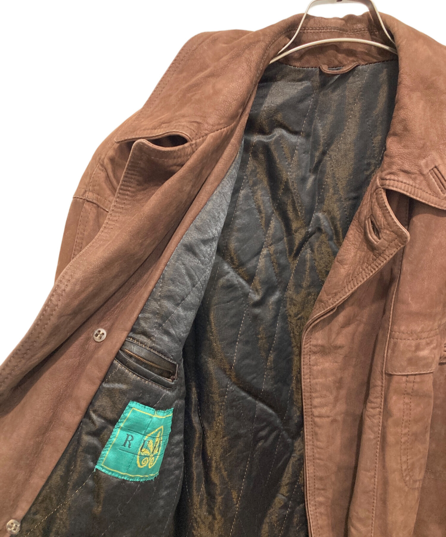 中古・古着通販】RUFFO (ルッフォ) レザーコート ブラウン サイズ