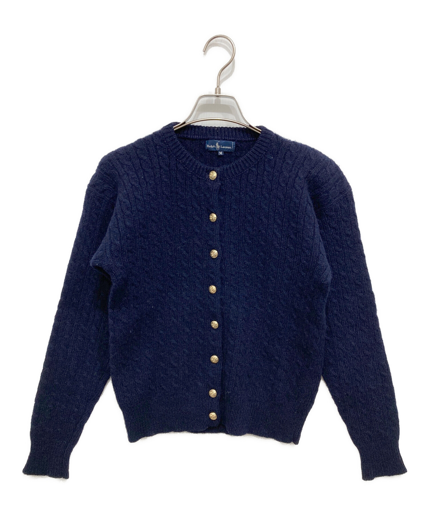ラルフローレン ケーブルニット カーディガンネイビー 中古・古着通販】RALPH LAUREN (ラルフローレン) 金ボタン ケーブル