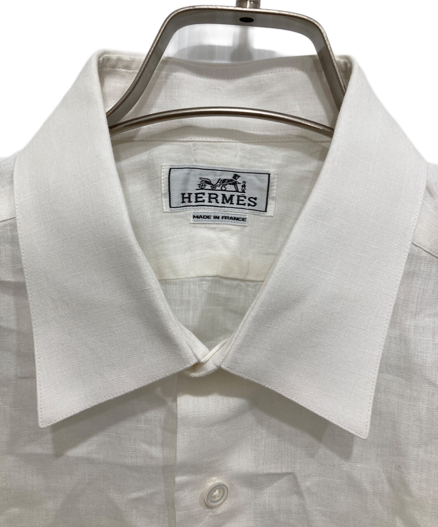 中古・古着通販】HERMES (エルメス) 半袖リネンシャツ ホワイト サイズ