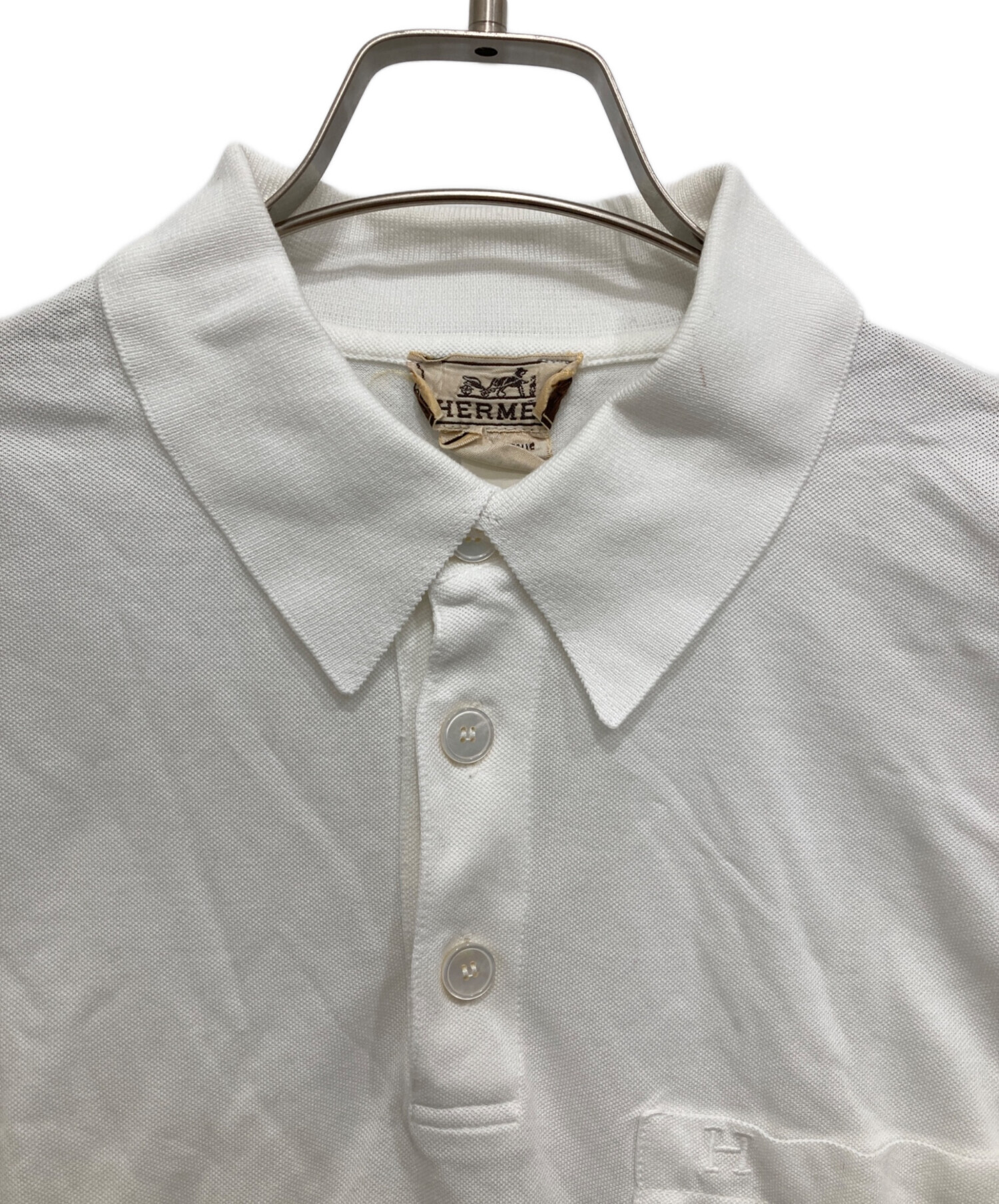 中古・古着通販】HERMES (エルメス) 長袖ポロシャツ ホワイト サイズ:M