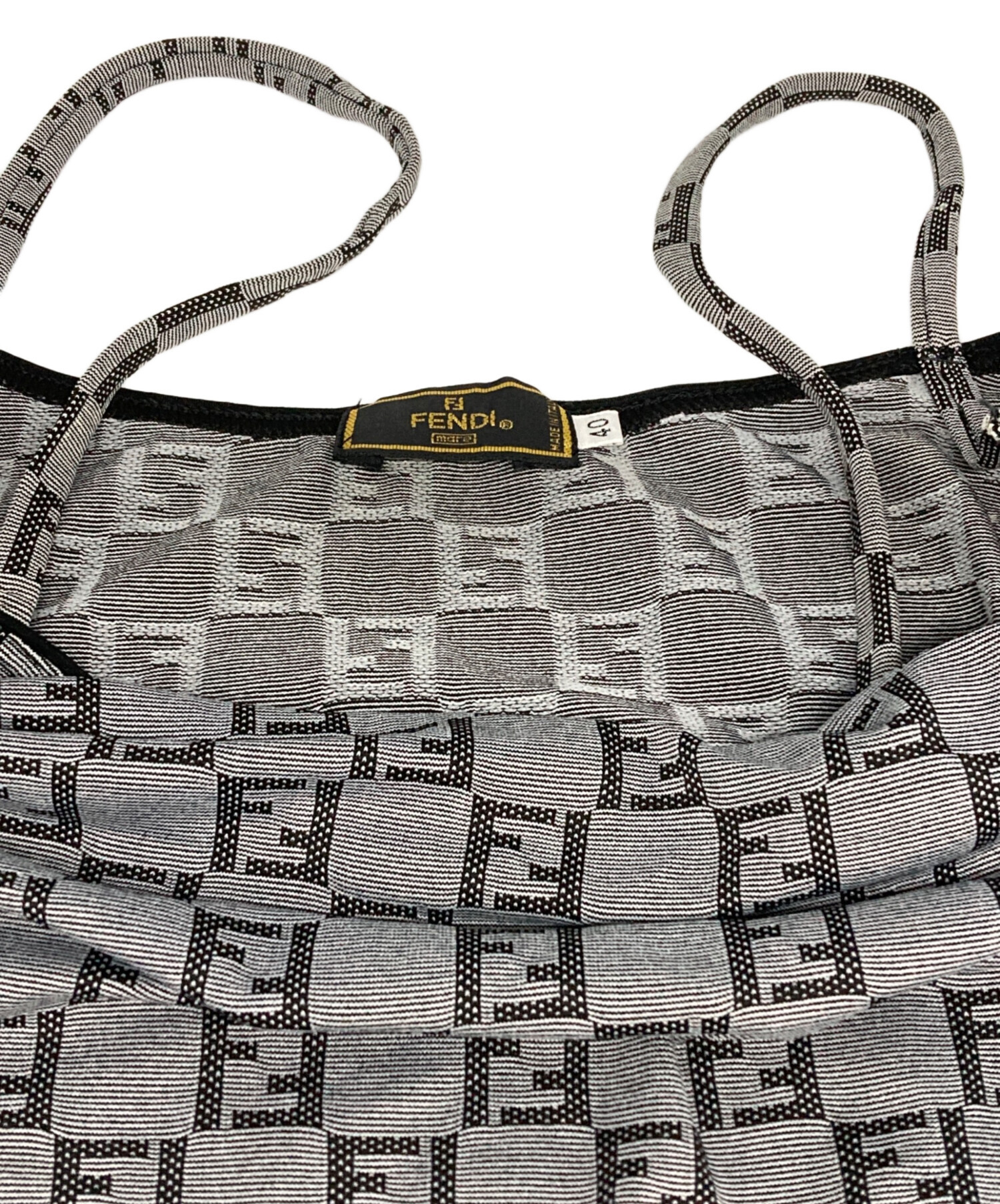 FENDI フェンディ　ズッカ柄　幾何学模様　薄手　黒×グレー　男女兼用 中古・古着通販】FENDI (フェンディ) ズッカ柄キャミソールワンピース