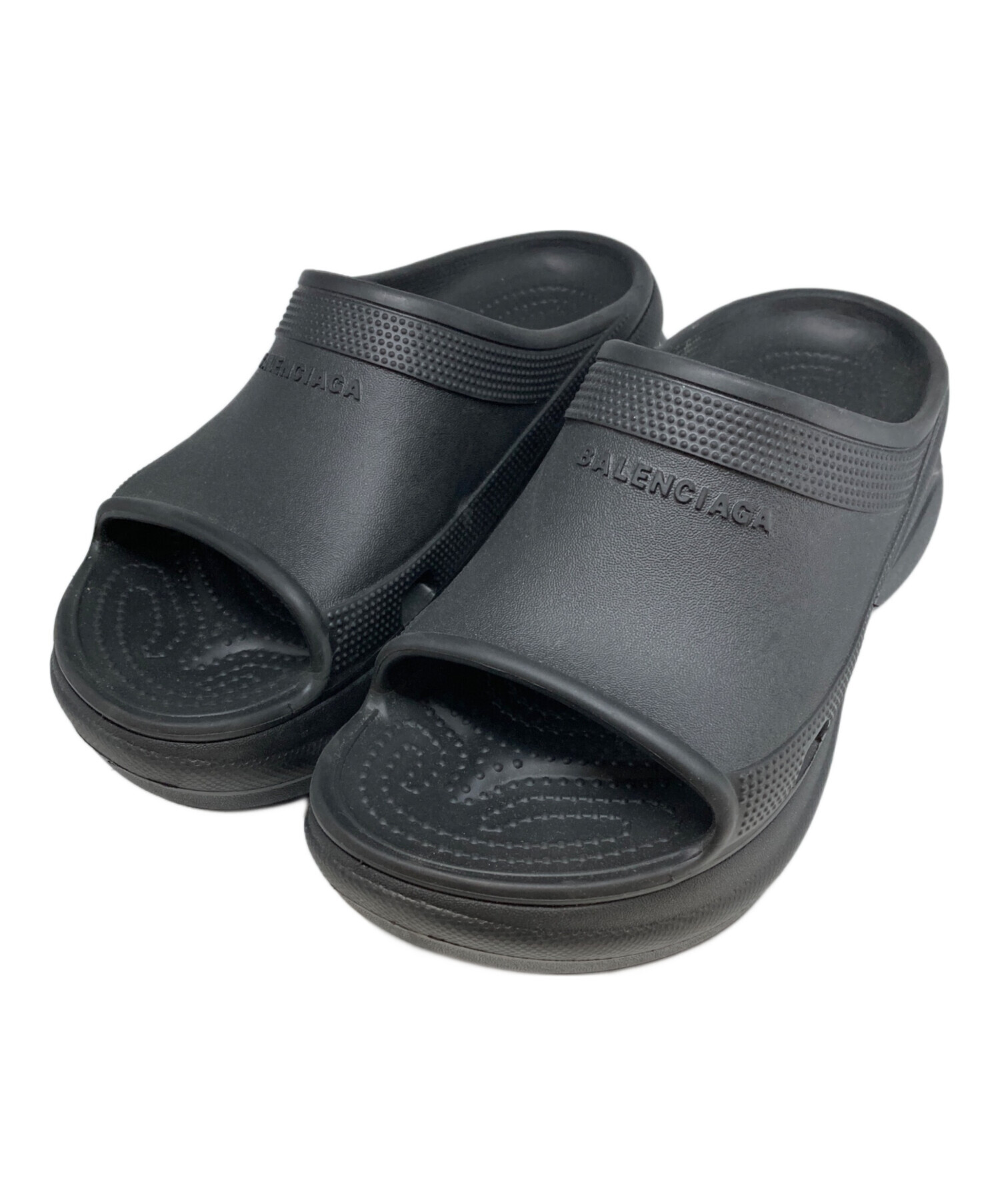 BALENCIAGA ブラック スライドサンダル41 BALENCIAGA - ブラック / メンズ POOL SLIDE サンダル | LATIN EVE