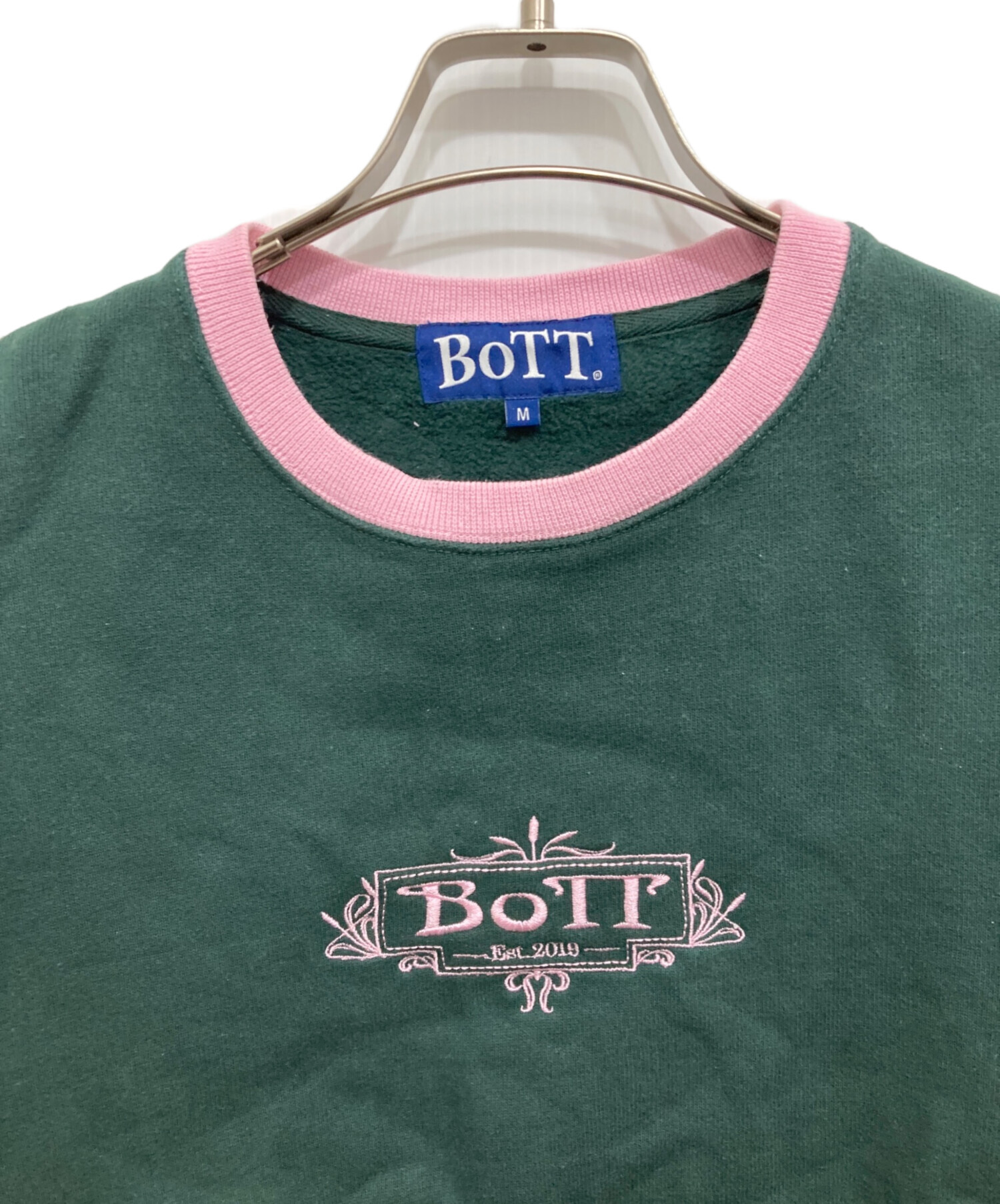 中古・古着通販】BoTT (ボット) リュクス ロゴ クルー グリーン×ピンク