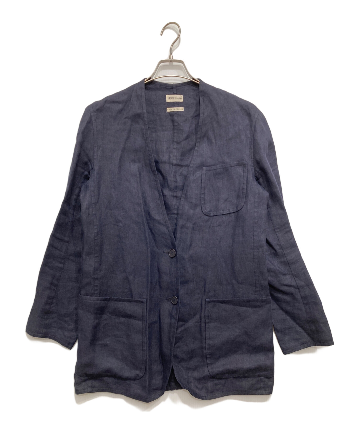中古・古着通販】HERMES (エルメス) リネンノーカラージャケット