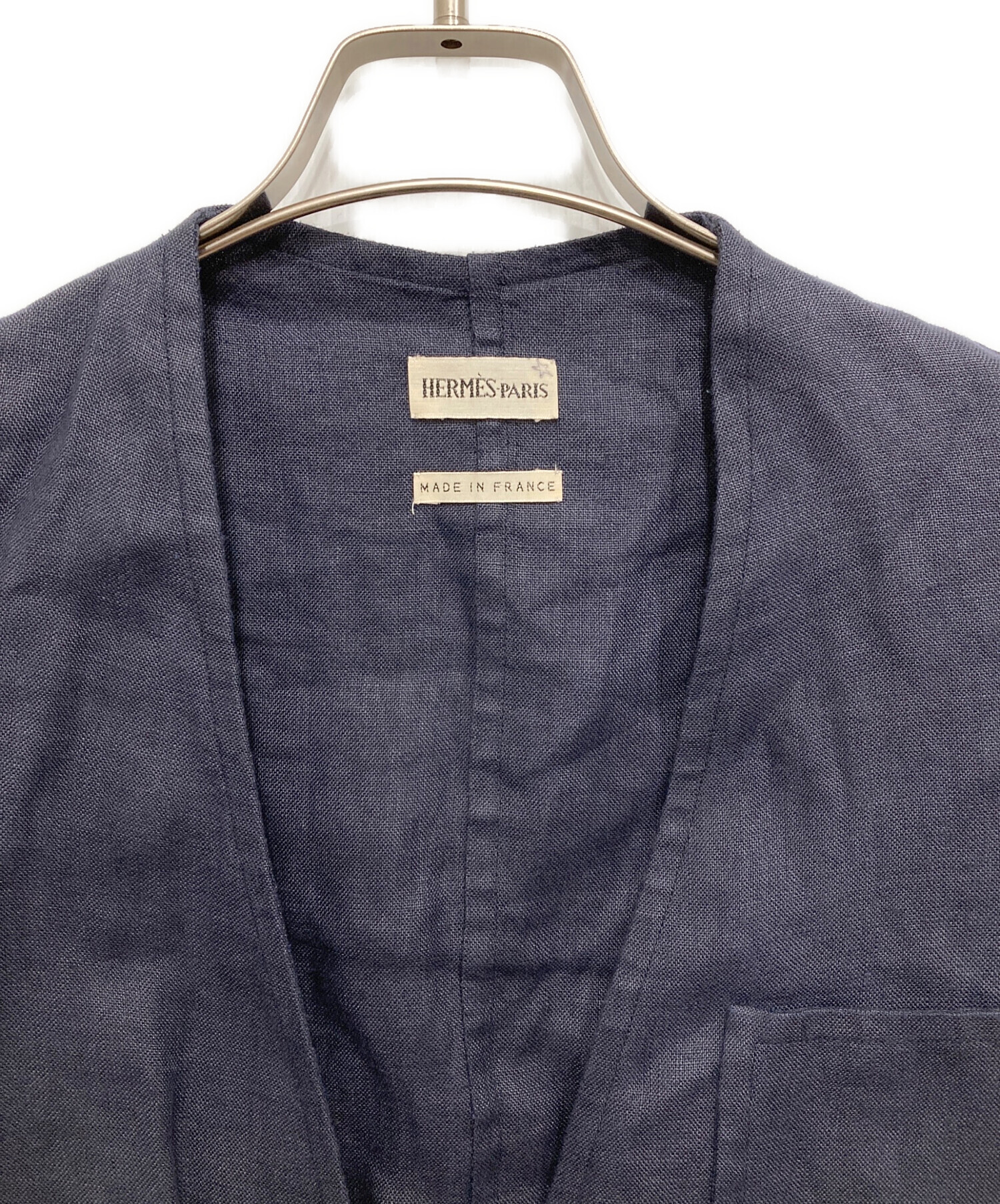 中古・古着通販】HERMES (エルメス) リネンノーカラージャケット