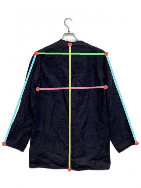 ⭐︎レア美品⭐︎HERMÈS ジャケット（ネイビー・サイズ40） 中古・古着通販】HERMES (エルメス) リネンノーカラージャケット