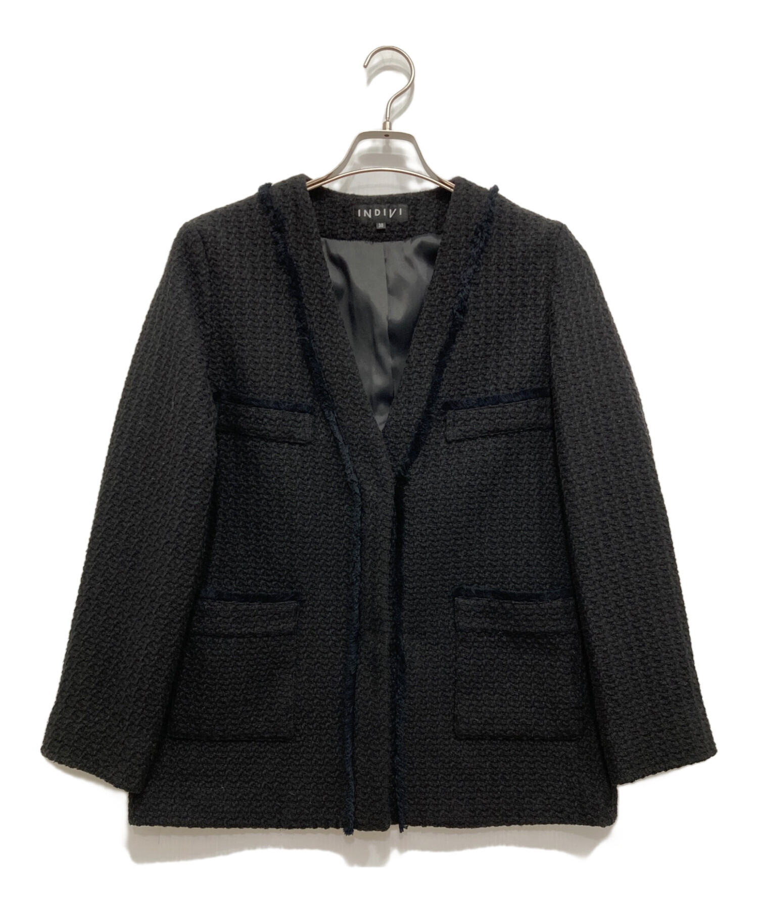 中古・古着通販】INDIVI (インディヴィ) ツィードノーカラージャケット