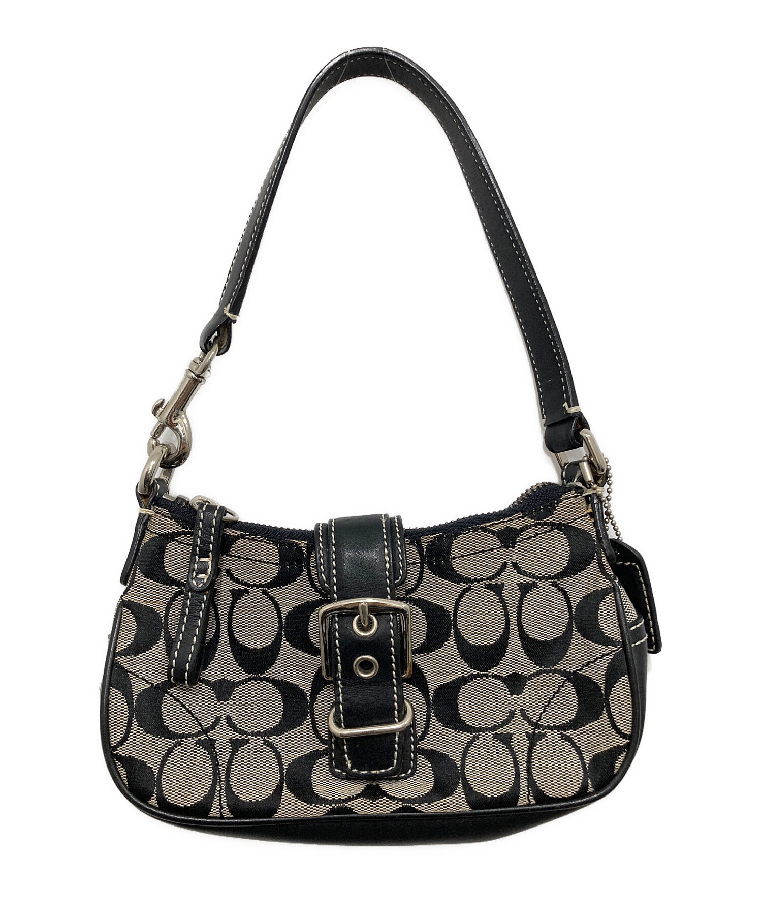 中古・古着通販】COACH (コーチ) ハンドポーチ グレー×ブラック 