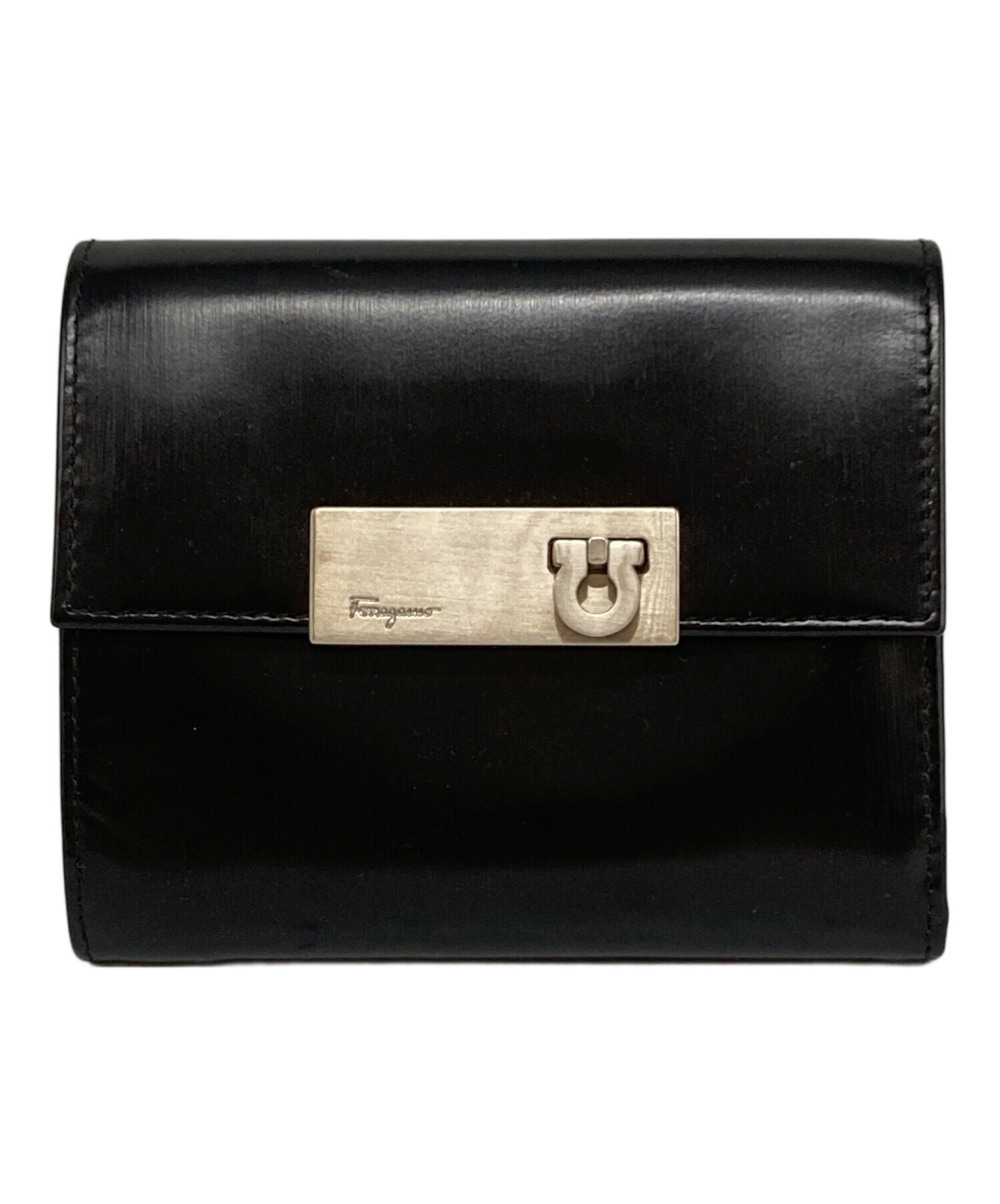 未使用級　Salvatore Ferragamo ブラック 三つ折り財布 中古・古着通販】Salvatore Ferragamo (サルヴァトーレ フェラガモ) 3