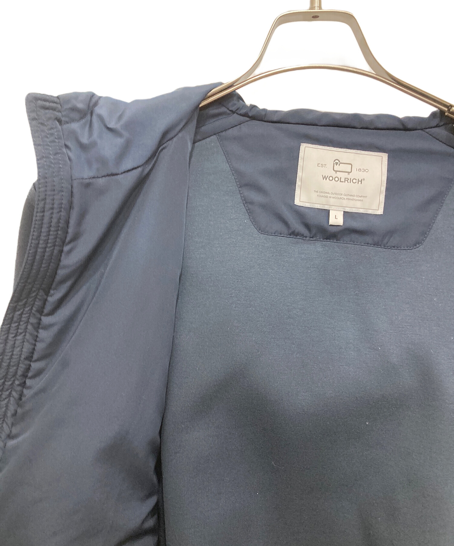 ウールリッチ　異素材ドッキング中綿ジップパーカー　Sサイズ　ネイビー　軽量 中古・古着通販】WOOLRICH (ウールリッチ) 異素材ドッキング中綿