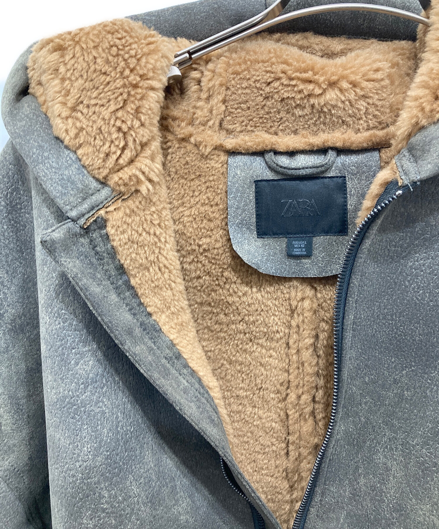 【新品未使用】ZARA ウォッシュドフェイクレザージャケット　L 中古・古着通販】ZARA (ザラ) ウォッシュドダブルフェイス フェイク