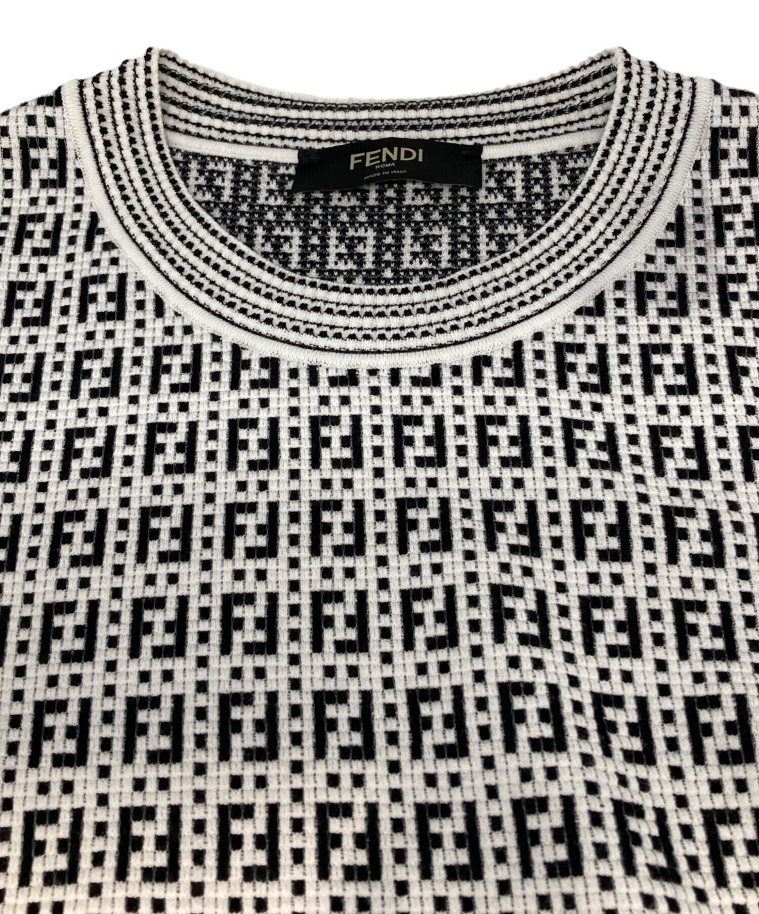 中古・古着通販】FENDI (フェンディ) ズッカ柄半袖ニット ホワイト