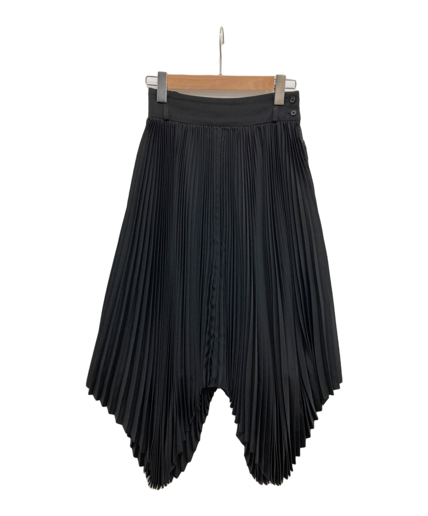 中古・古着通販】HYKE (ハイク) 変形プリーツスカート ブラック サイズ