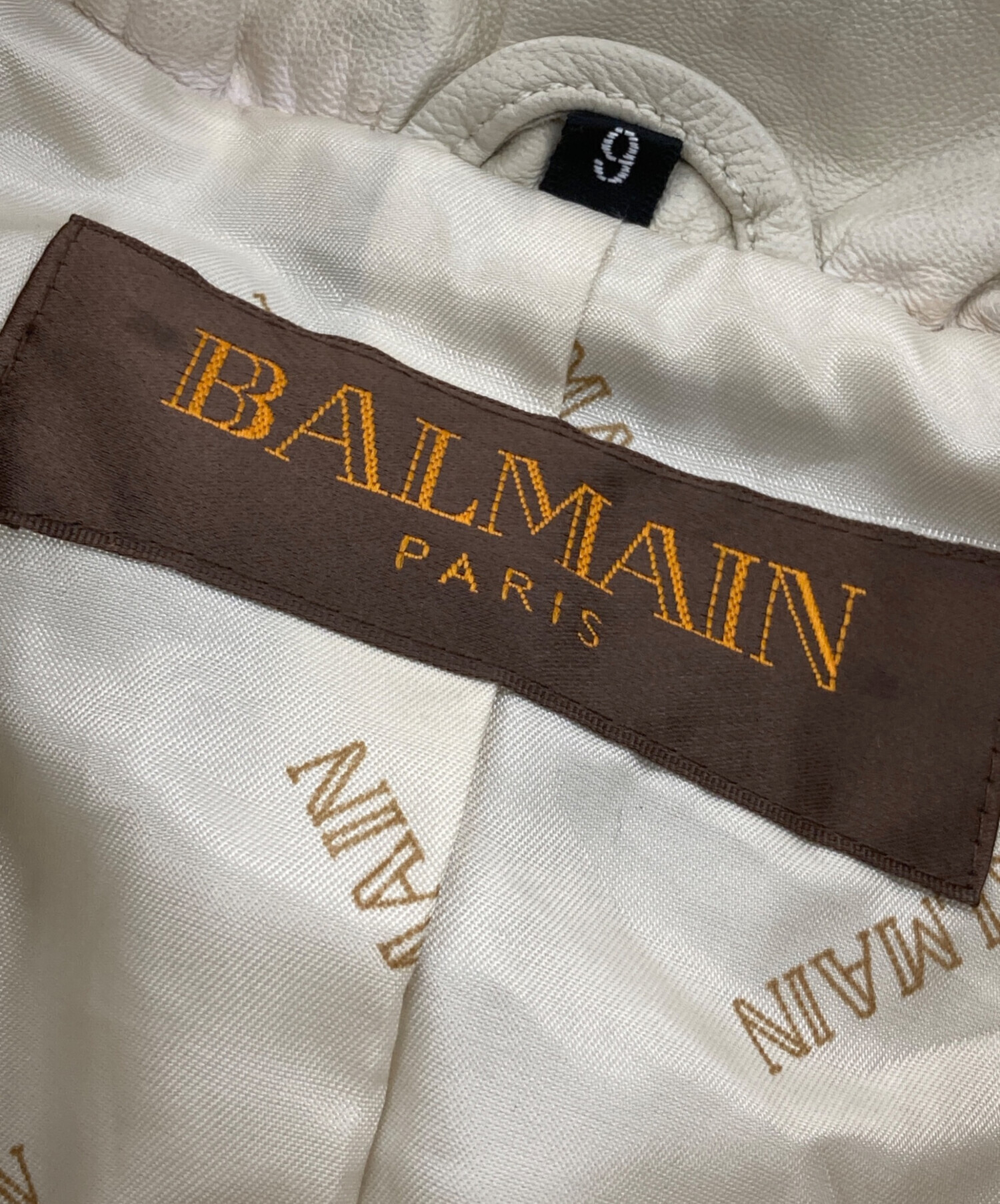 BALMAIN ラムレザー　ジャケット　アイボリー 中古・古着通販】BALMAIN (バルマン) ラムレザージャケット アイボリー