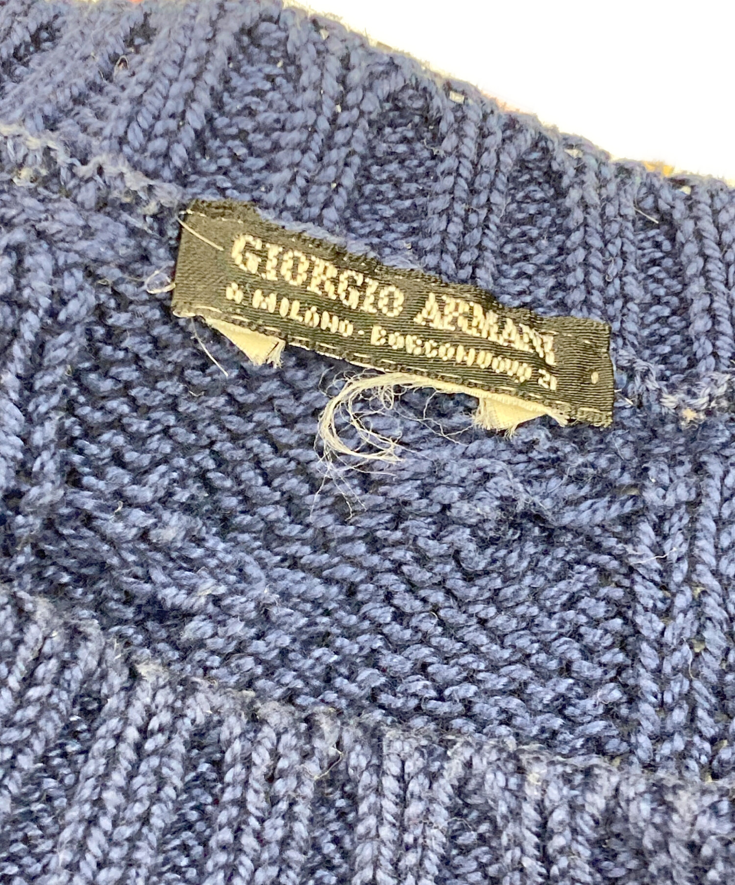 ARMANI ケーブルニットセーター 42⁄44 ダークブルー アルマーニ