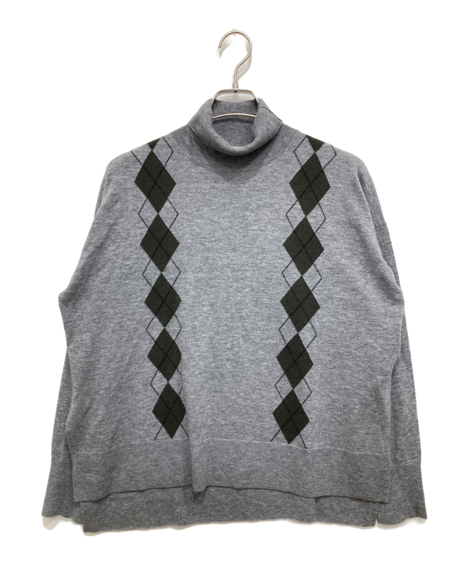 IENA ライトウールアーガイルニット 中古・古着通販】IENA (イエナ) ライトウールアーガイルニット グレー