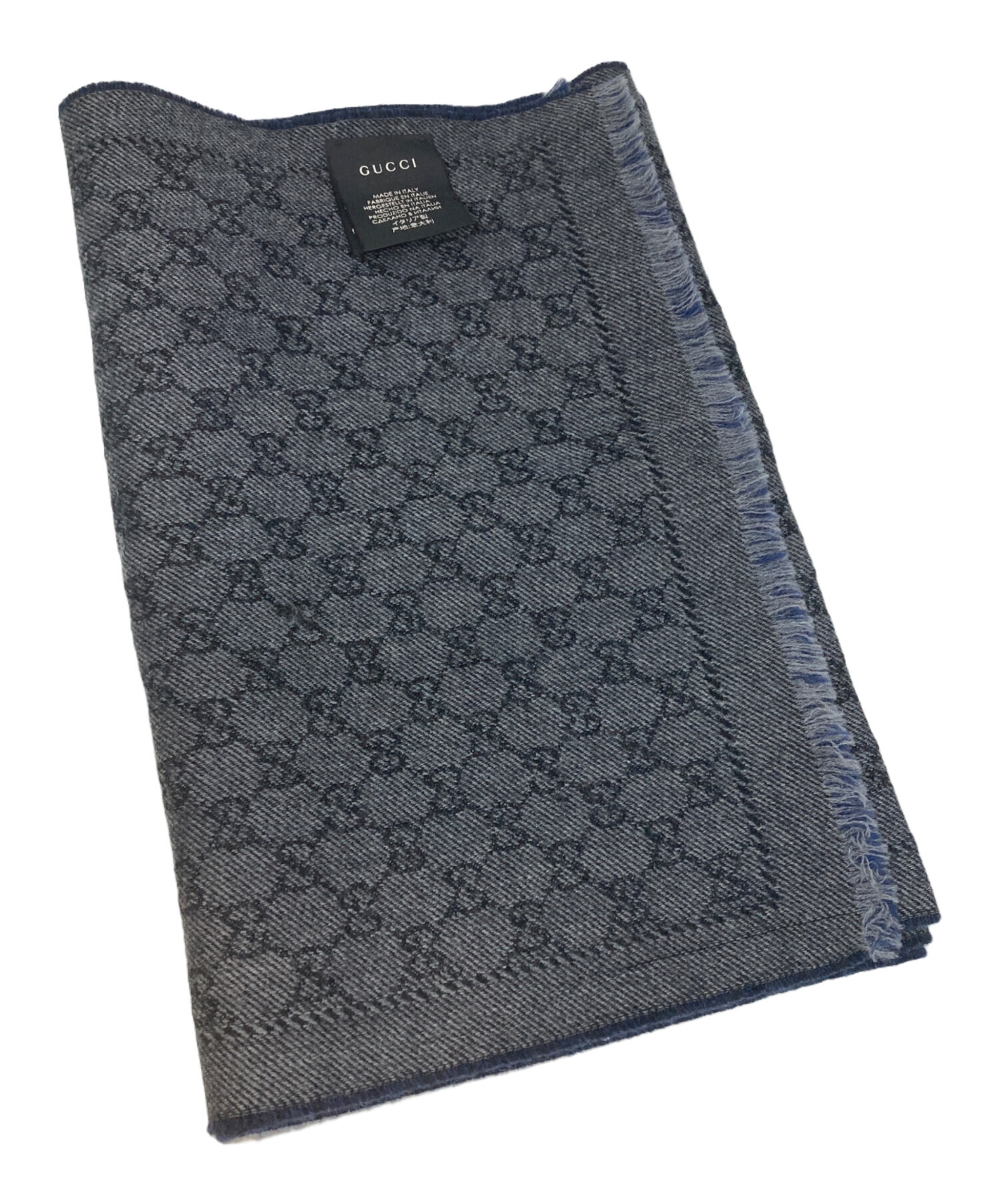 中古・古着通販】GUCCI (グッチ) リバーシブルGGウールマフラー グレー