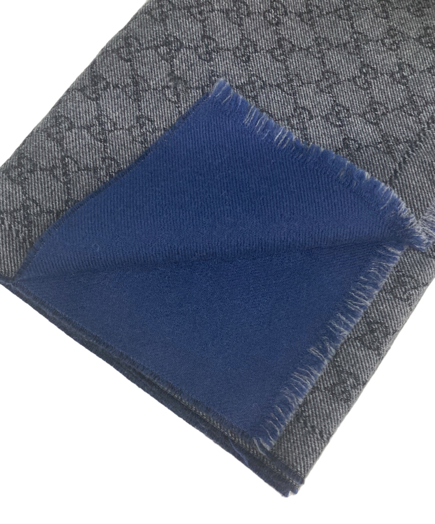 中古・古着通販】GUCCI (グッチ) リバーシブルGGウールマフラー グレー